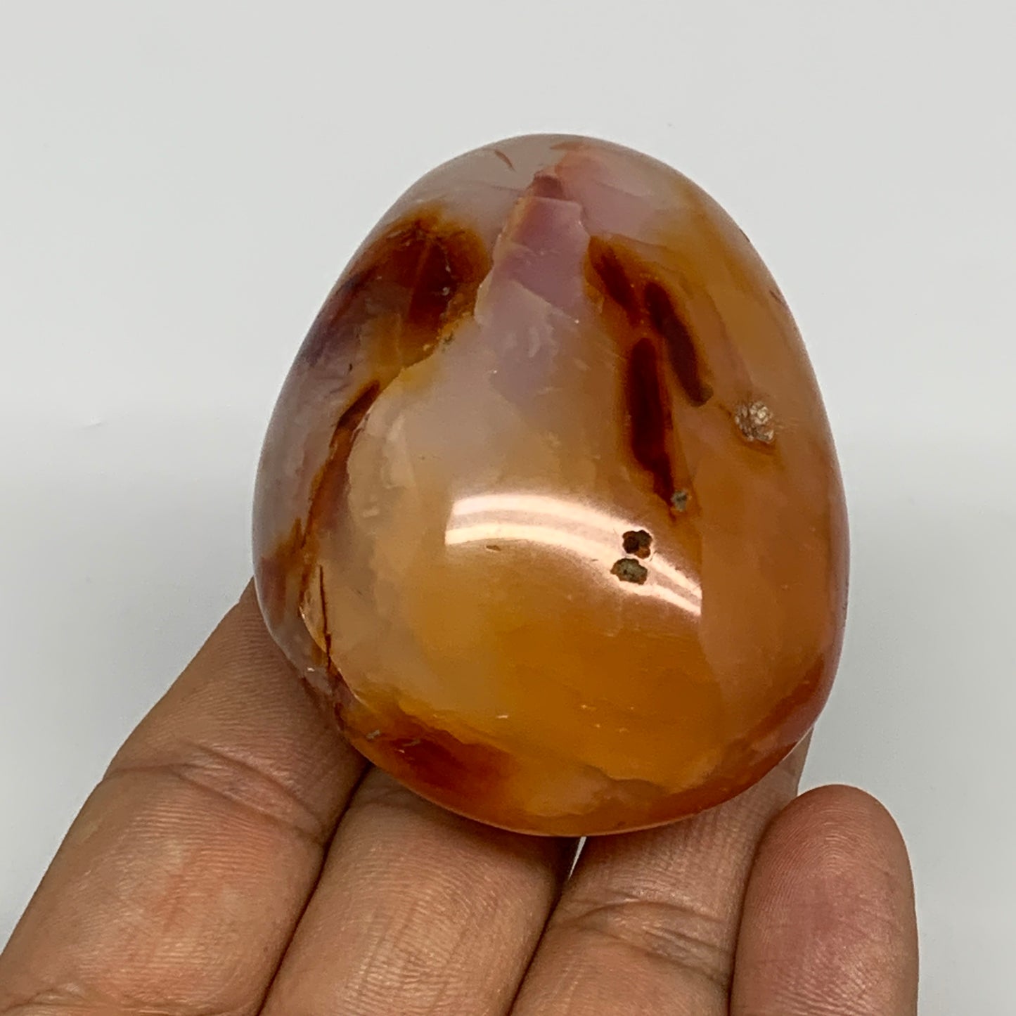 120g, 2.4"x1.9"x1.2", Red Carnelian Palm-Stone Gem Crystal Polished, B28628