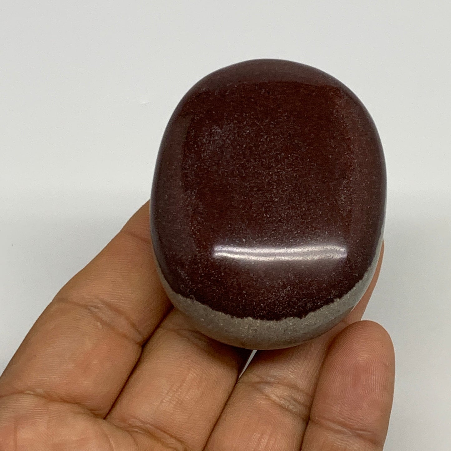 104.3g, 2.3"x1.8"x1", Narmada Shiva Lingam Palm-Stone Polished, B29365