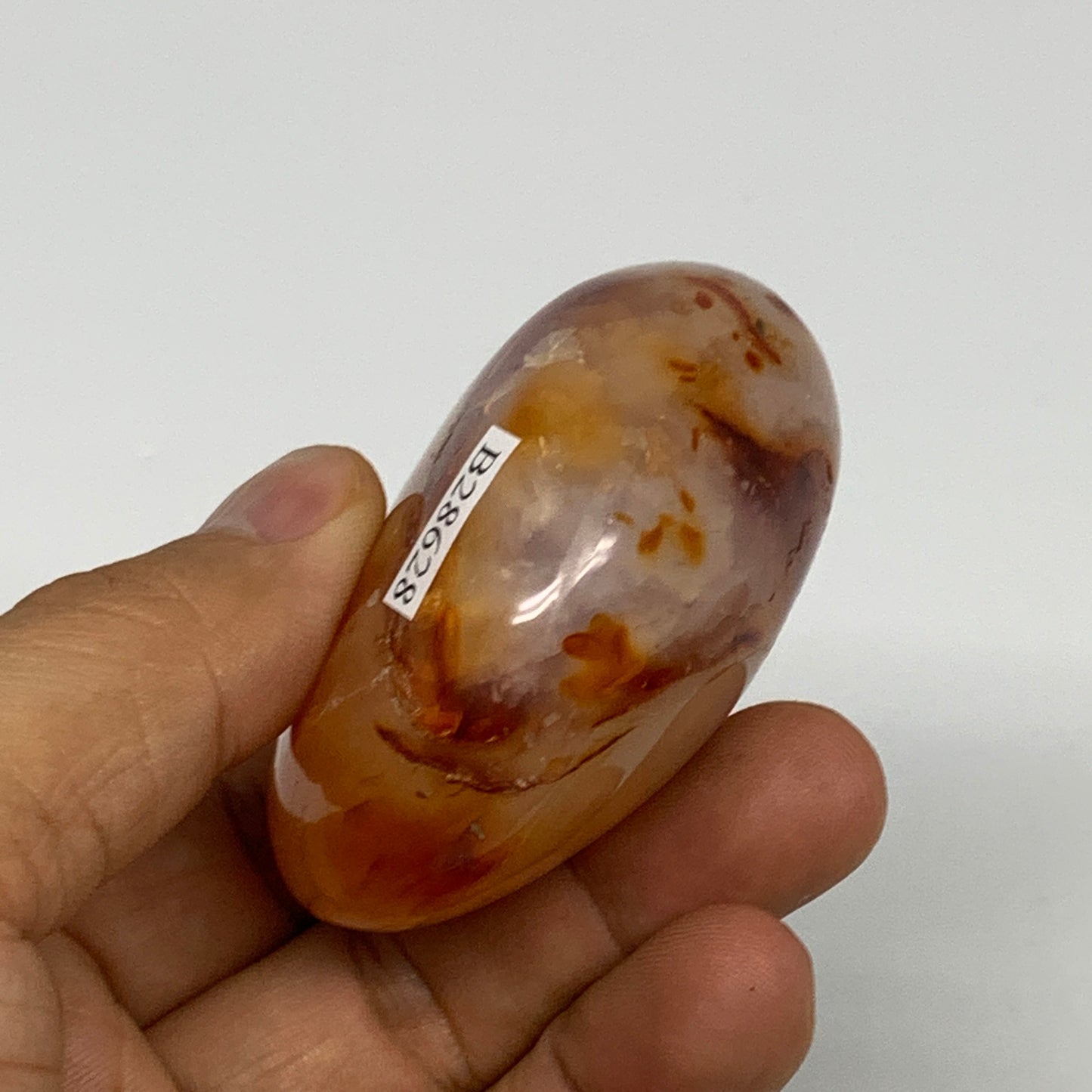 120g, 2.4"x1.9"x1.2", Red Carnelian Palm-Stone Gem Crystal Polished, B28628
