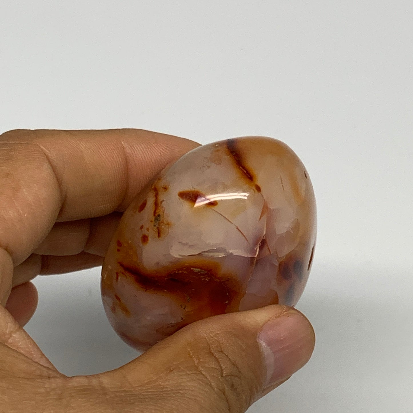120g, 2.4"x1.9"x1.2", Red Carnelian Palm-Stone Gem Crystal Polished, B28628