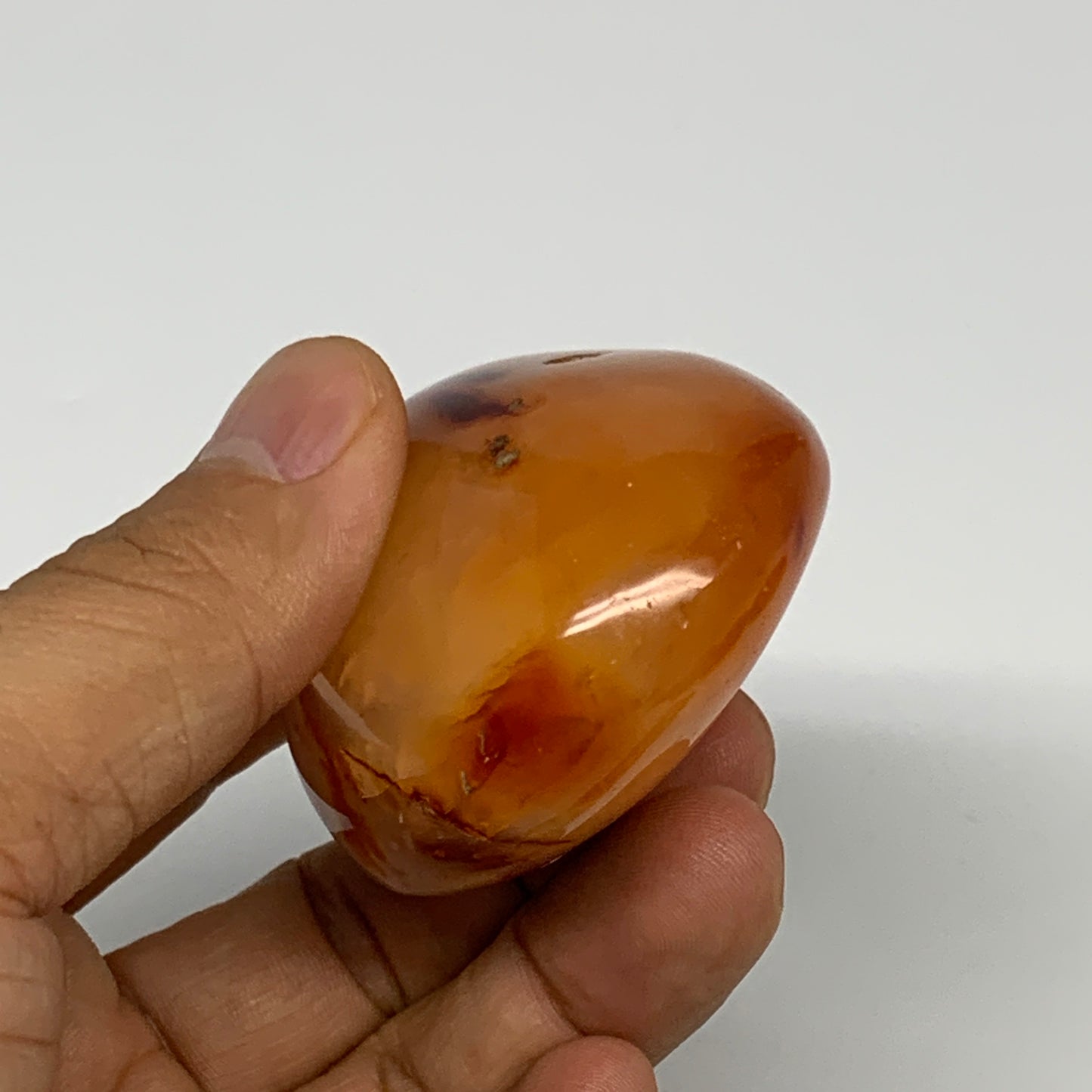 120g, 2.4"x1.9"x1.2", Red Carnelian Palm-Stone Gem Crystal Polished, B28628