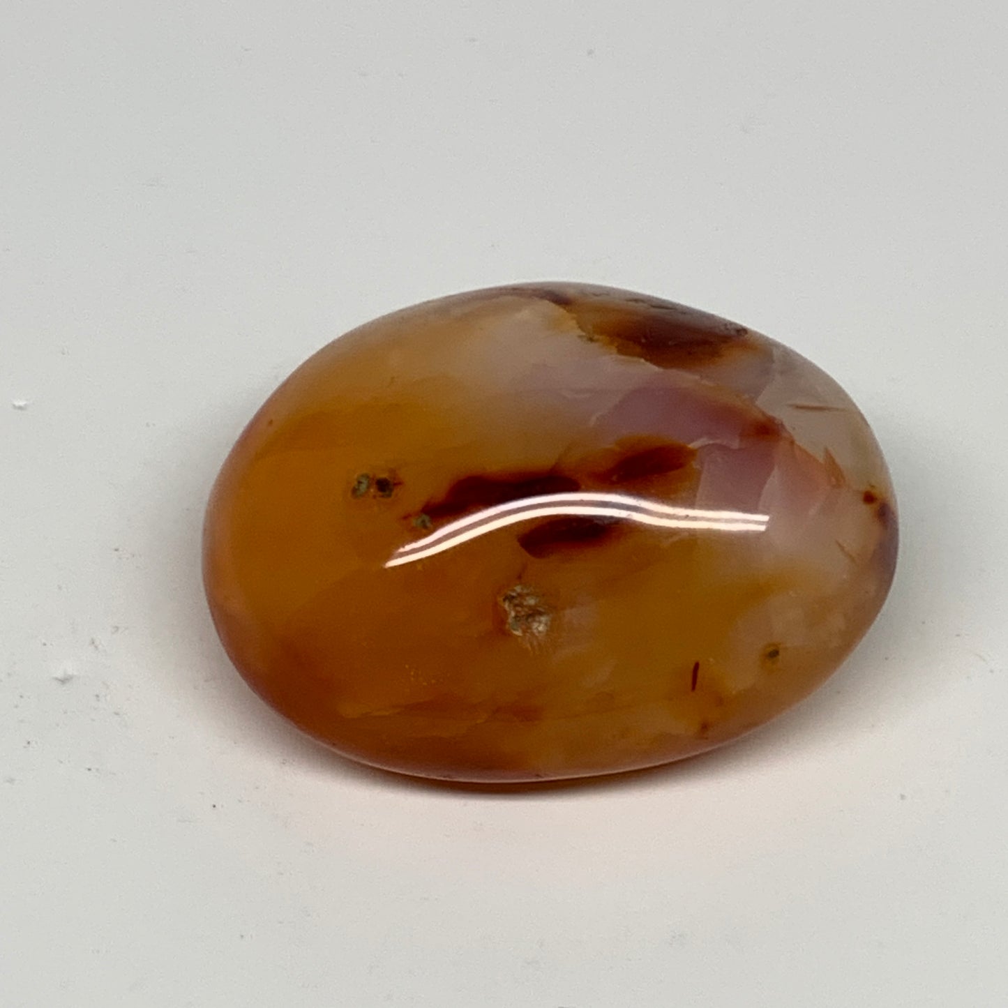 120g, 2.4"x1.9"x1.2", Red Carnelian Palm-Stone Gem Crystal Polished, B28628