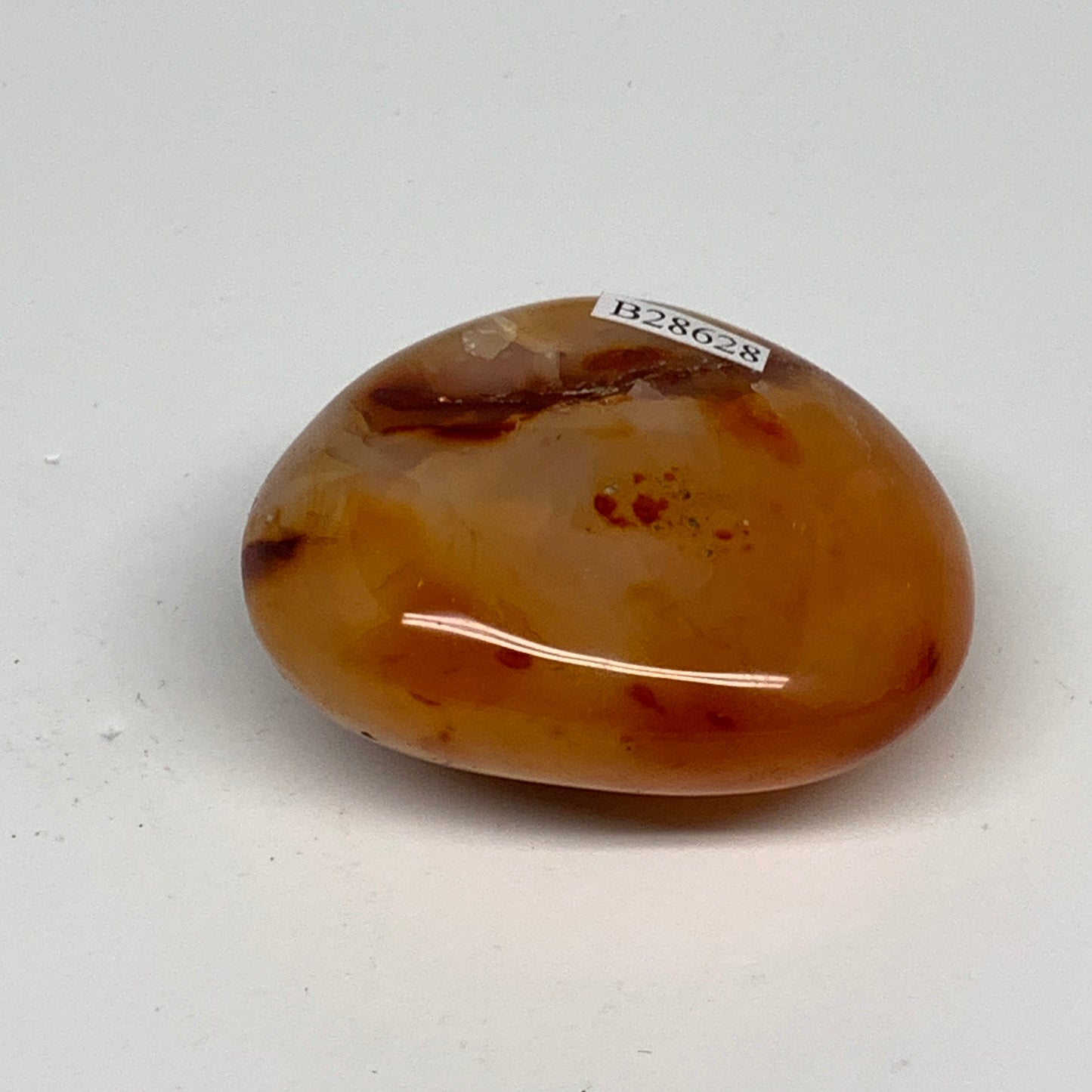 120g, 2.4"x1.9"x1.2", Red Carnelian Palm-Stone Gem Crystal Polished, B28628
