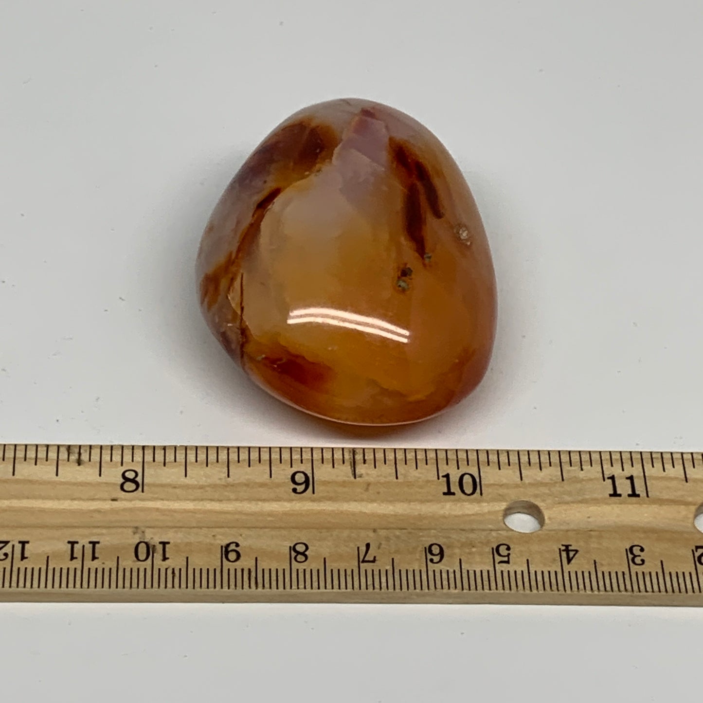 120g, 2.4"x1.9"x1.2", Red Carnelian Palm-Stone Gem Crystal Polished, B28628