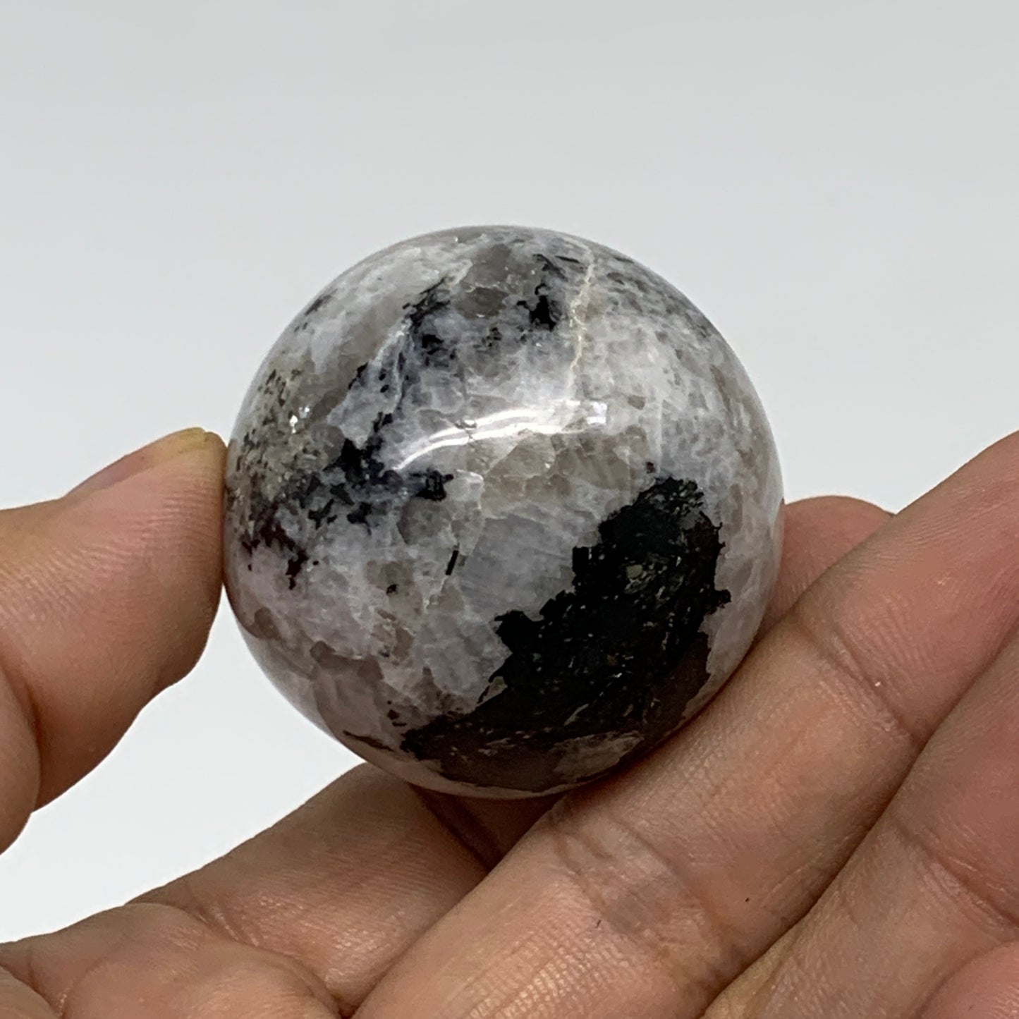 95.3g, 1.9"x1.5", Natural Gemstone White Rainbow Moonstone Egg, B34301