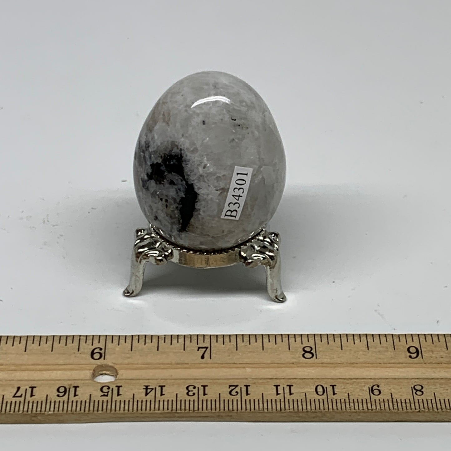 95.3g, 1.9"x1.5", Natural Gemstone White Rainbow Moonstone Egg, B34301