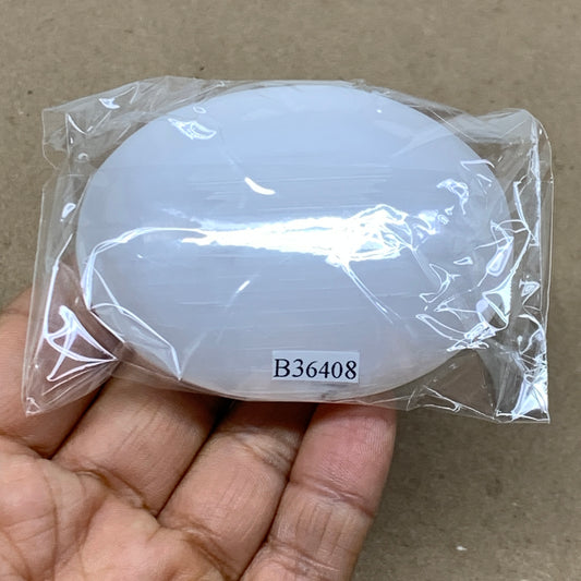 103g, 2.7"x2"x0.9", White Selenite Palmstone Crystal Pillow Reiki, B36408