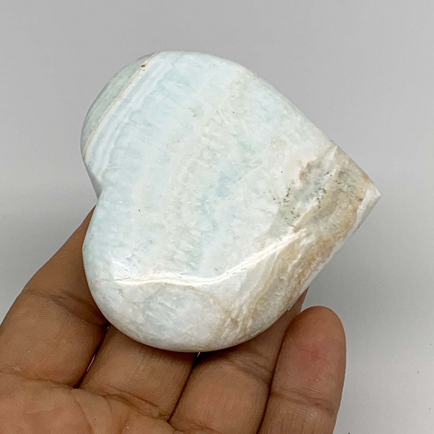 112g, 2.5"x2.7"x0.7" Caribbean Calcite Heart Gemstones @Afghanistan,B33665