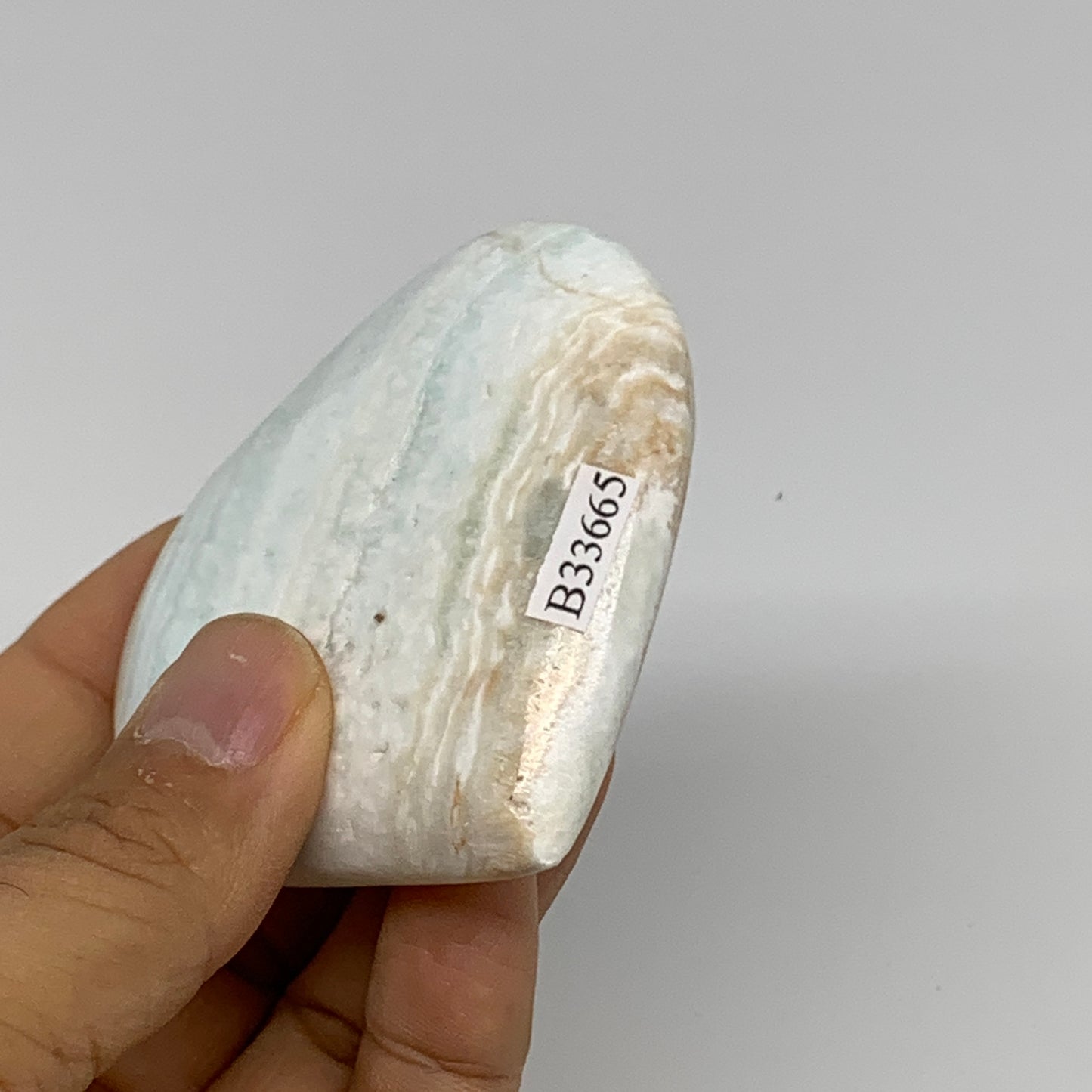 112g, 2.5"x2.7"x0.7" Caribbean Calcite Heart Gemstones @Afghanistan,B33665