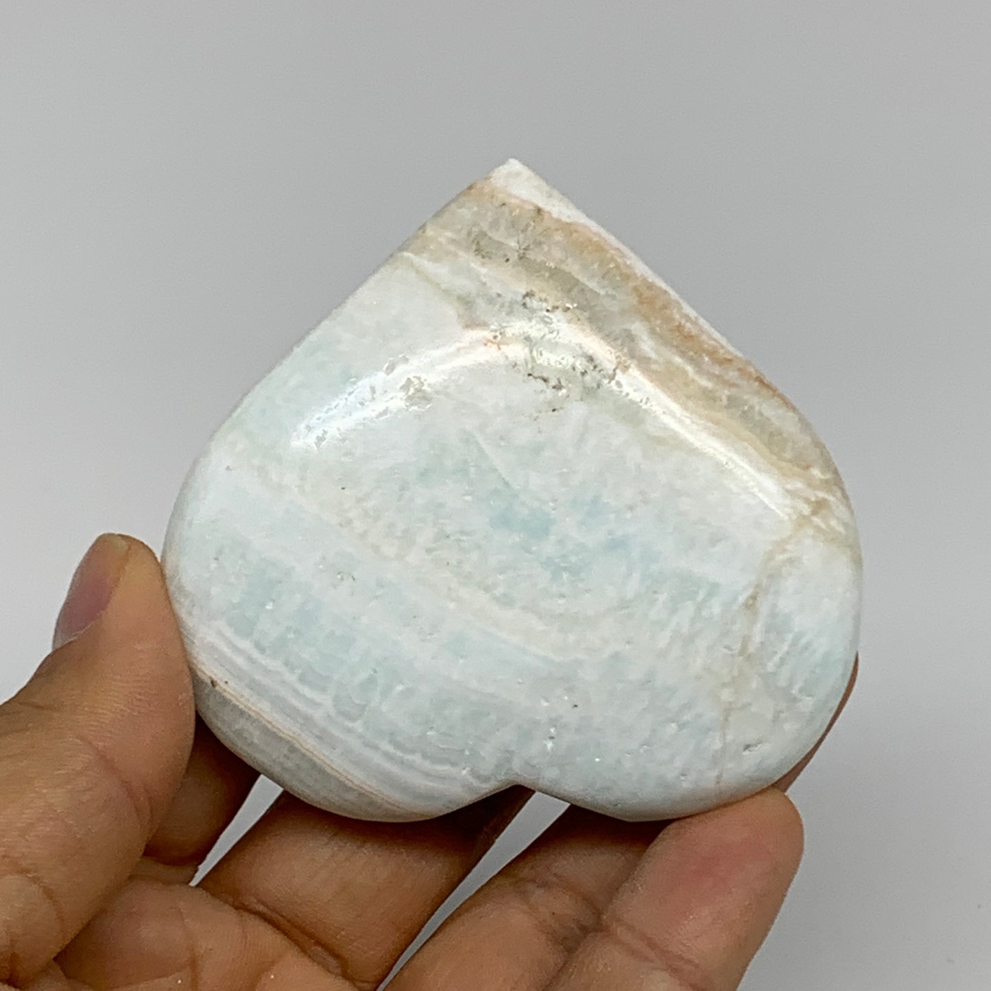 112g, 2.5"x2.7"x0.7" Caribbean Calcite Heart Gemstones @Afghanistan,B33665