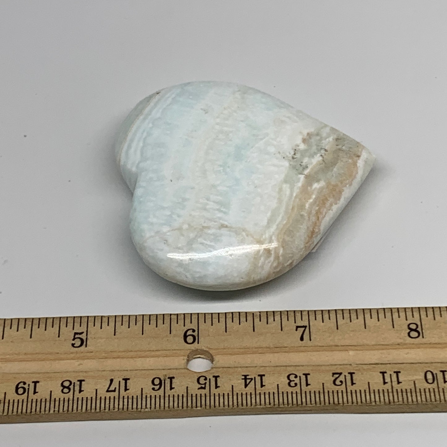 112g, 2.5"x2.7"x0.7" Caribbean Calcite Heart Gemstones @Afghanistan,B33665