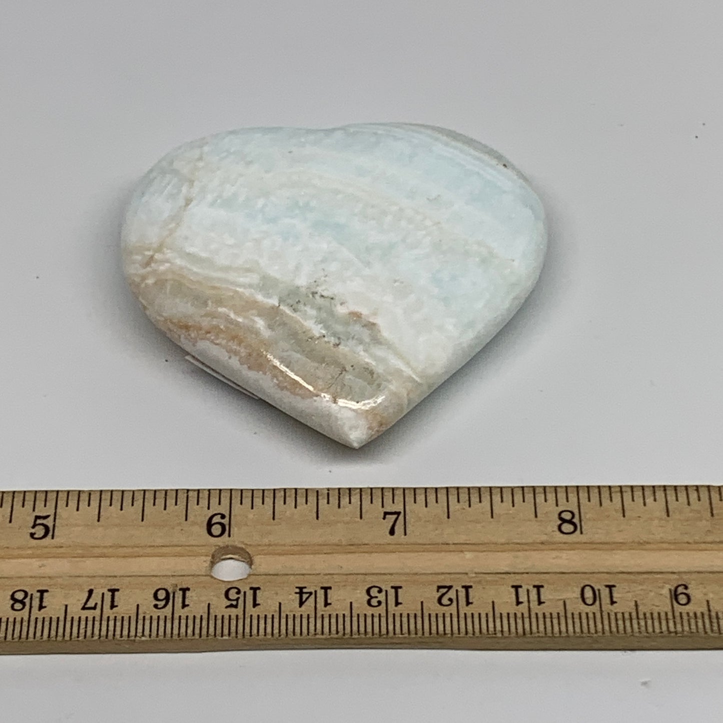 112g, 2.5"x2.7"x0.7" Caribbean Calcite Heart Gemstones @Afghanistan,B33665