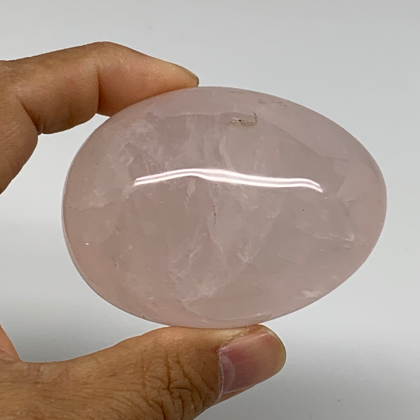 178.2g , 2.7"x2"x1.5", Natural Pink Rose Quartz Palm-stone Crystal, B37312