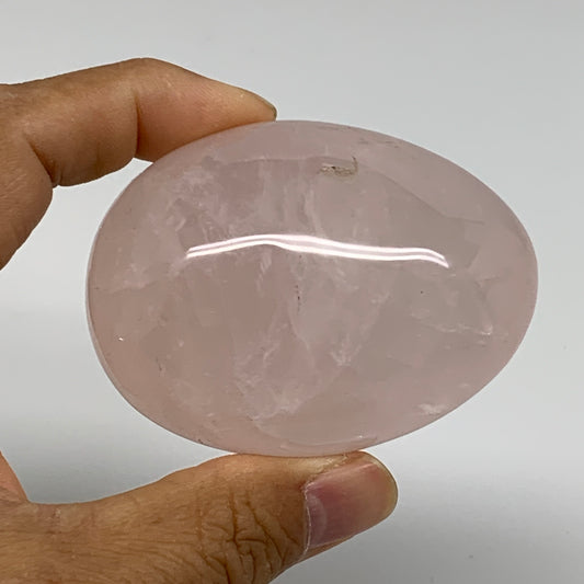 178.2g , 2.7"x2"x1.5", Natural Pink Rose Quartz Palm-stone Crystal, B37312