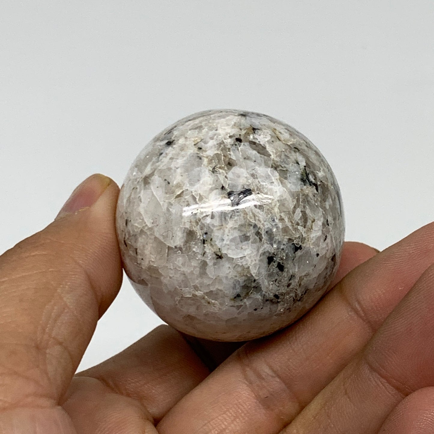 110g, 2.1"x1.6", Natural Gemstone White Rainbow Moonstone Egg, B34303