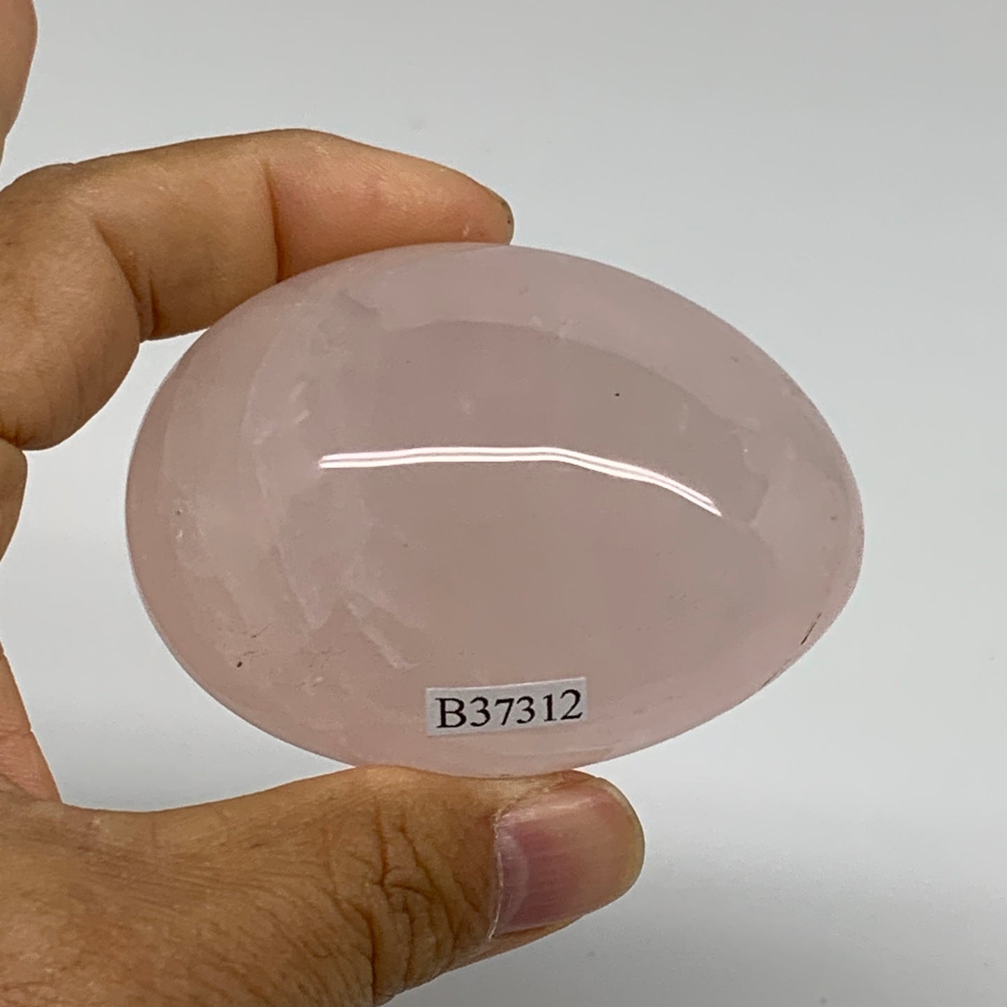 178.2g , 2.7"x2"x1.5", Natural Pink Rose Quartz Palm-stone Crystal, B37312