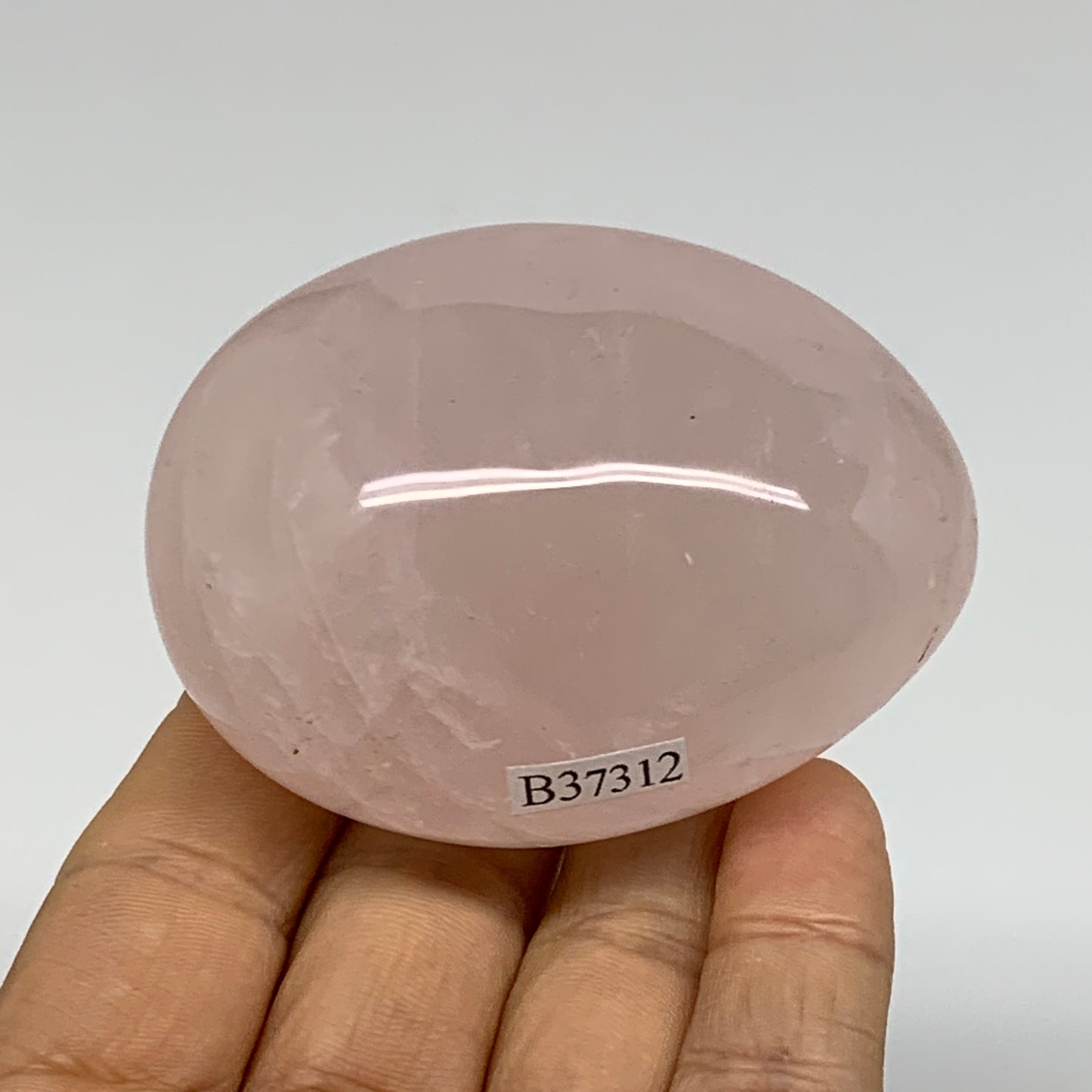 178.2g , 2.7"x2"x1.5", Natural Pink Rose Quartz Palm-stone Crystal, B37312