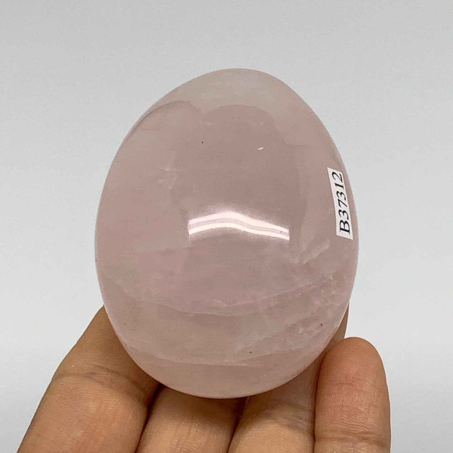 178.2g , 2.7"x2"x1.5", Natural Pink Rose Quartz Palm-stone Crystal, B37312