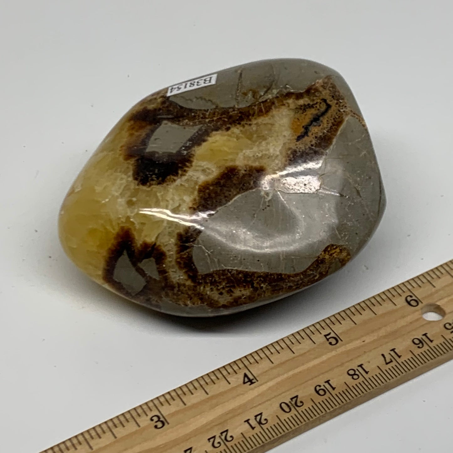 0.85 lbs, 3.3"x3"x1.8", Septarian Nodules Freeform Polished Crystal, B38154