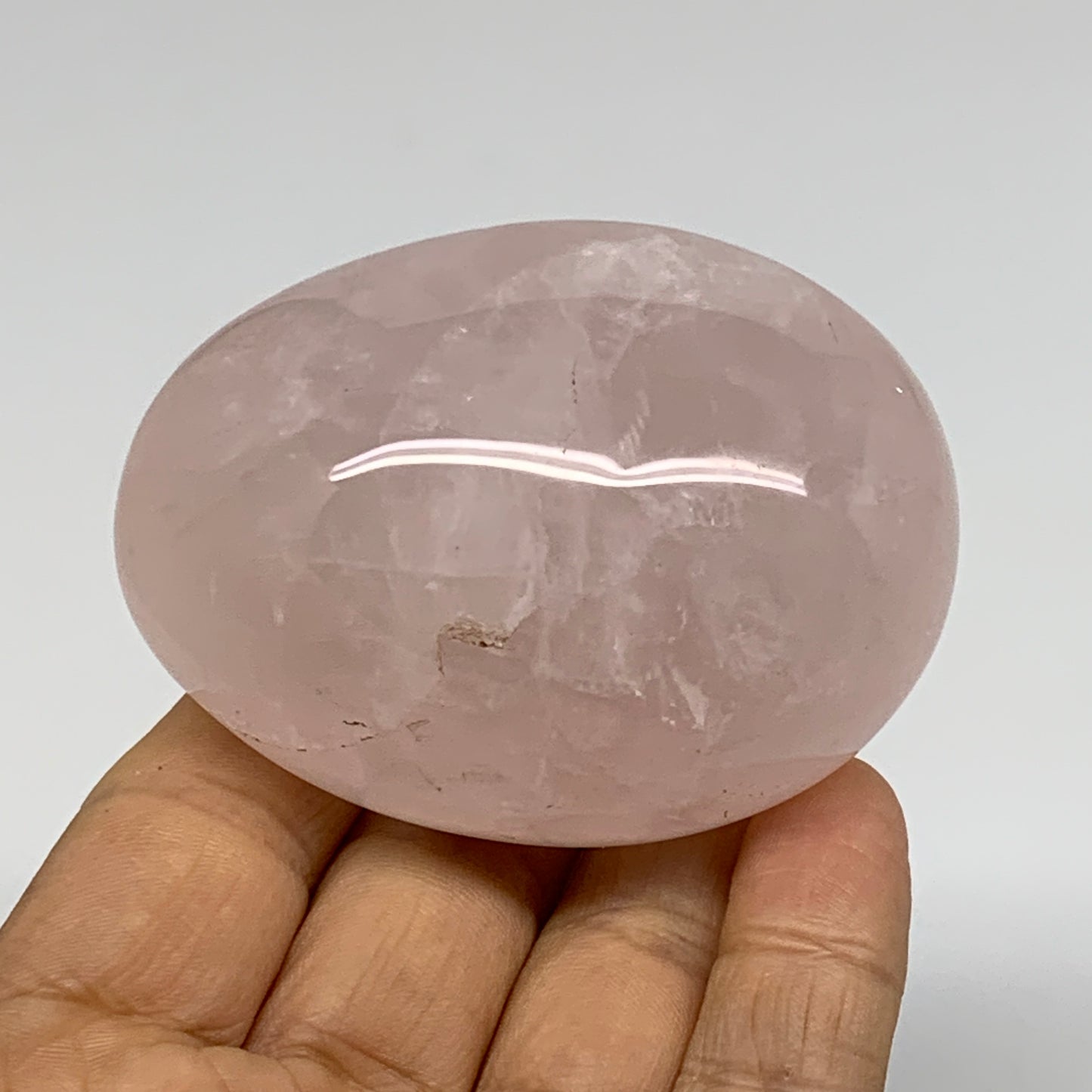 178.2g , 2.7"x2"x1.5", Natural Pink Rose Quartz Palm-stone Crystal, B37312