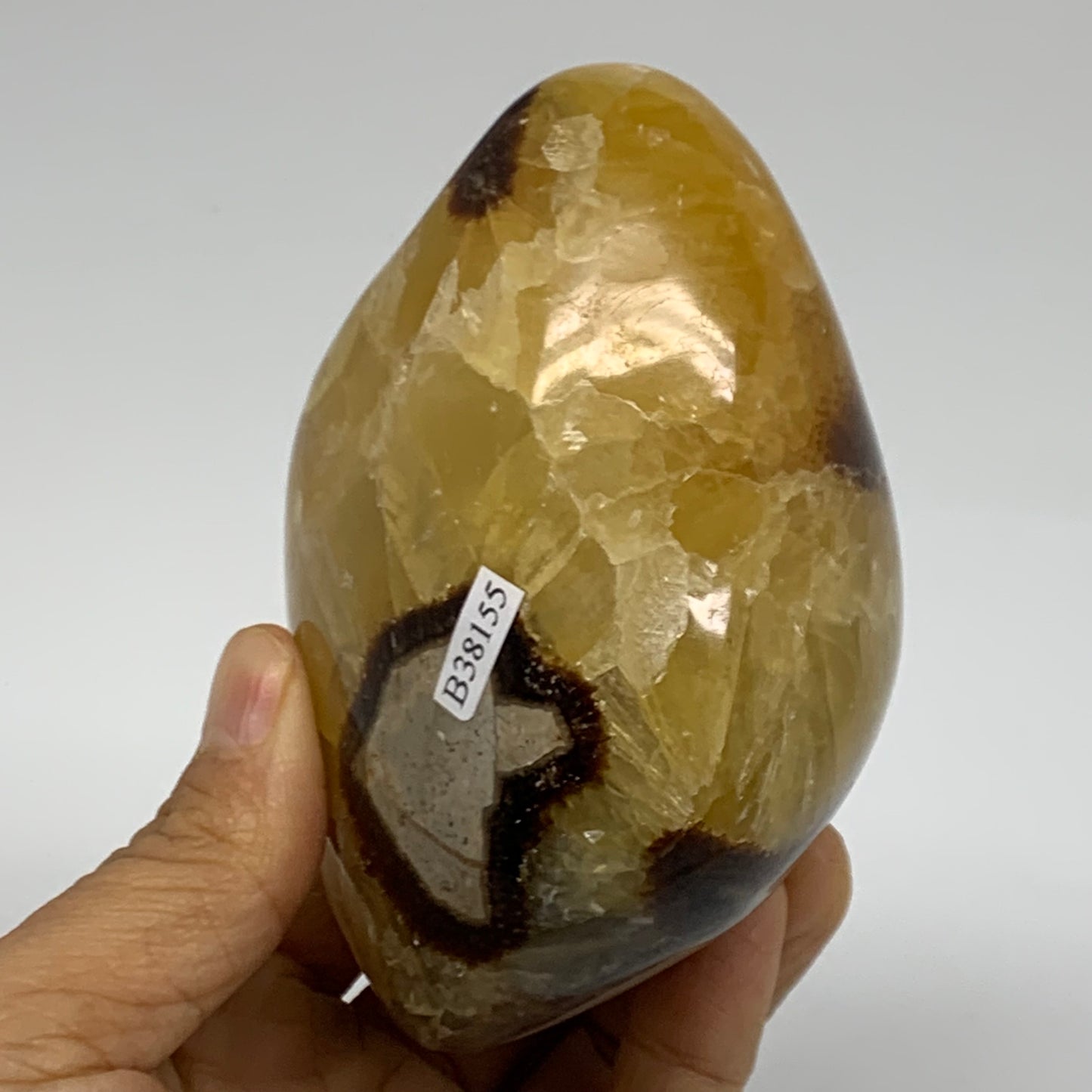 1.34 lbs, 3.7"x3.1"x2.6", Septarian Nodules Freeform Polished Crystal, B38155