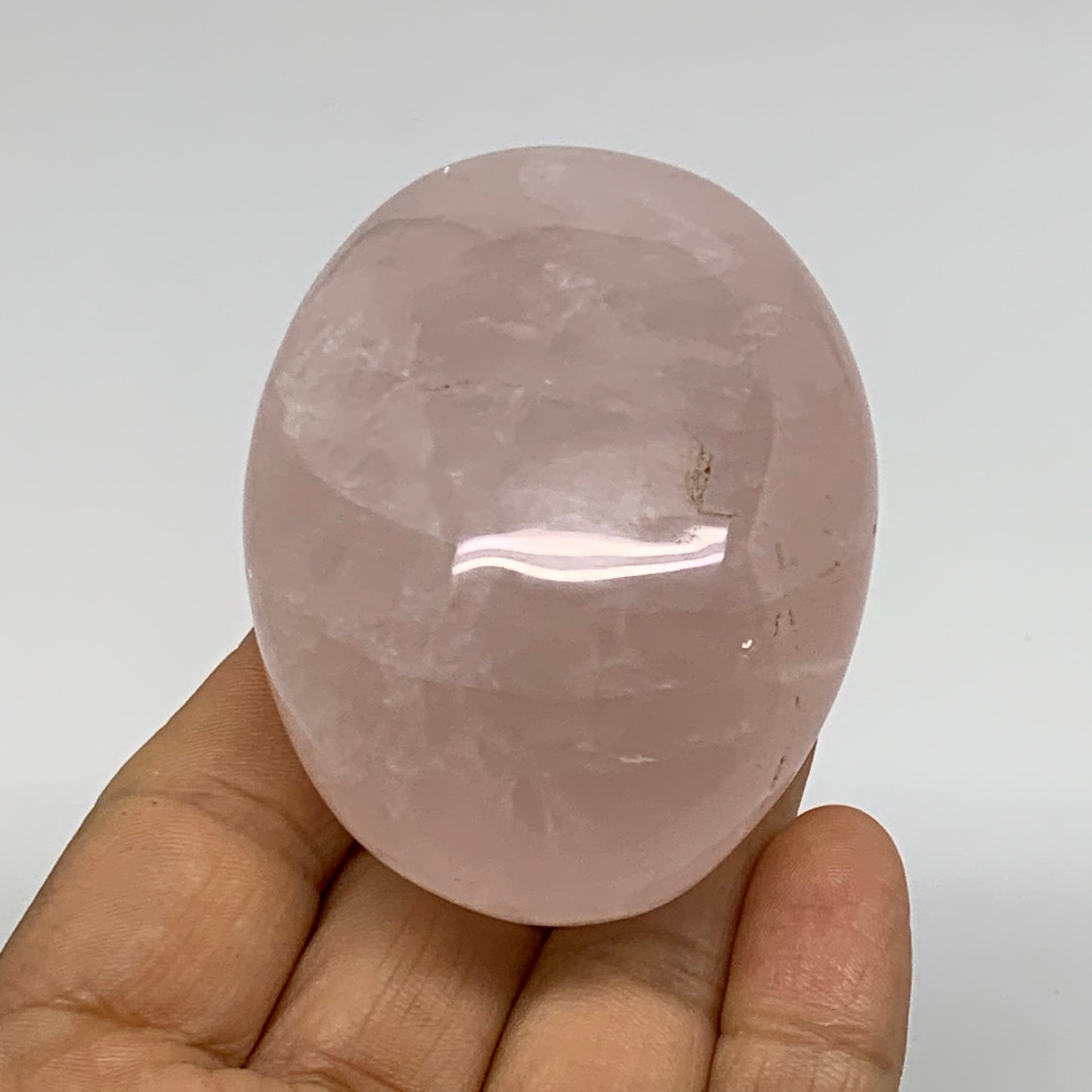 178.2g , 2.7"x2"x1.5", Natural Pink Rose Quartz Palm-stone Crystal, B37312