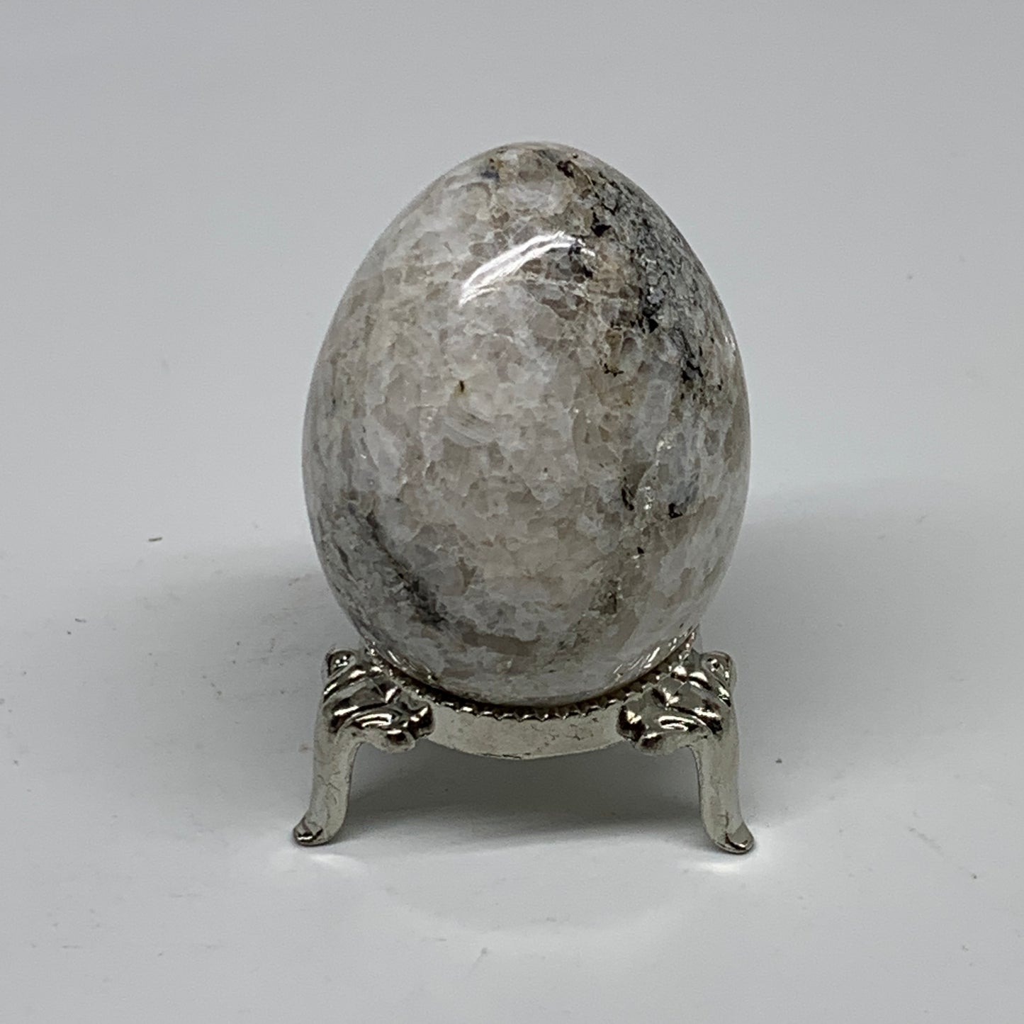 110g, 2.1"x1.6", Natural Gemstone White Rainbow Moonstone Egg, B34303