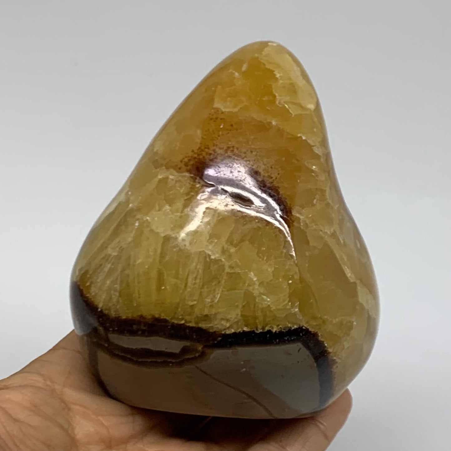 1.34 lbs, 3.7"x3.1"x2.6", Septarian Nodules Freeform Polished Crystal, B38155