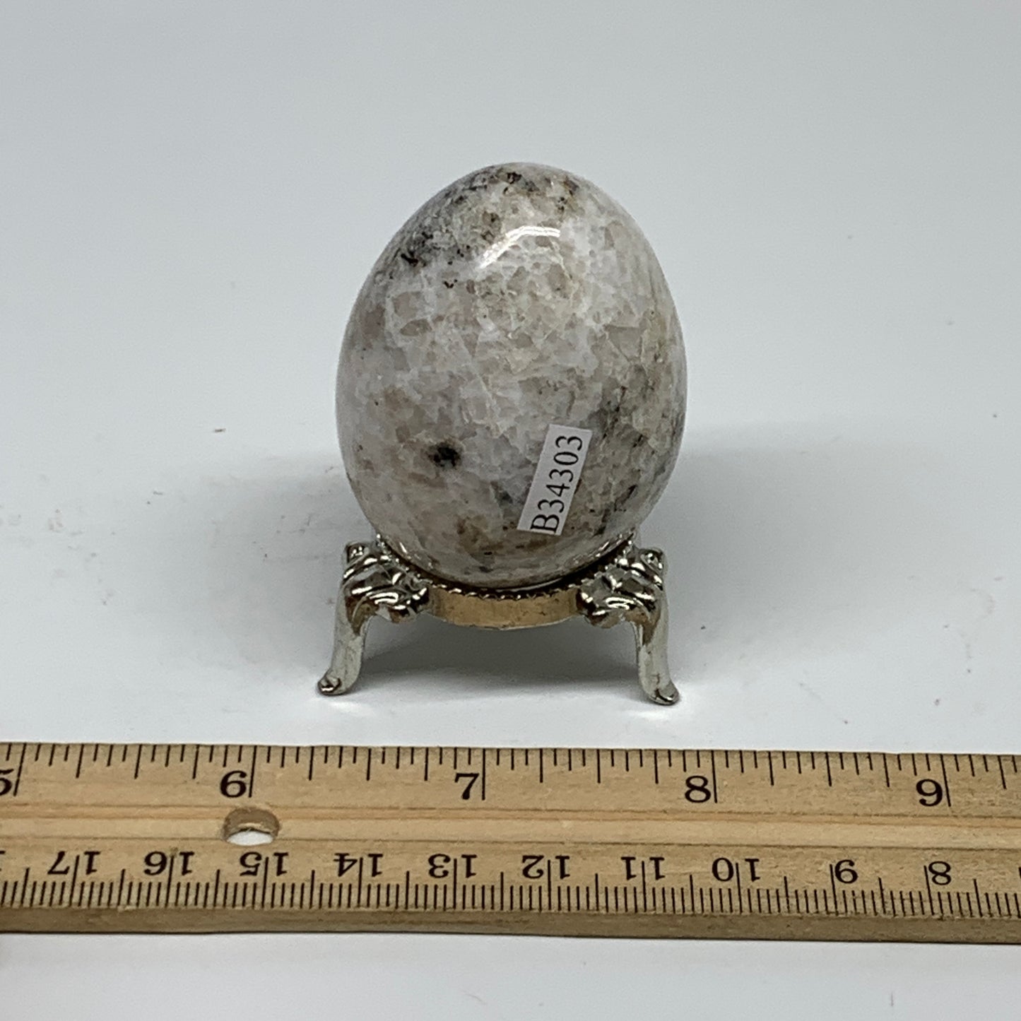 110g, 2.1"x1.6", Natural Gemstone White Rainbow Moonstone Egg, B34303