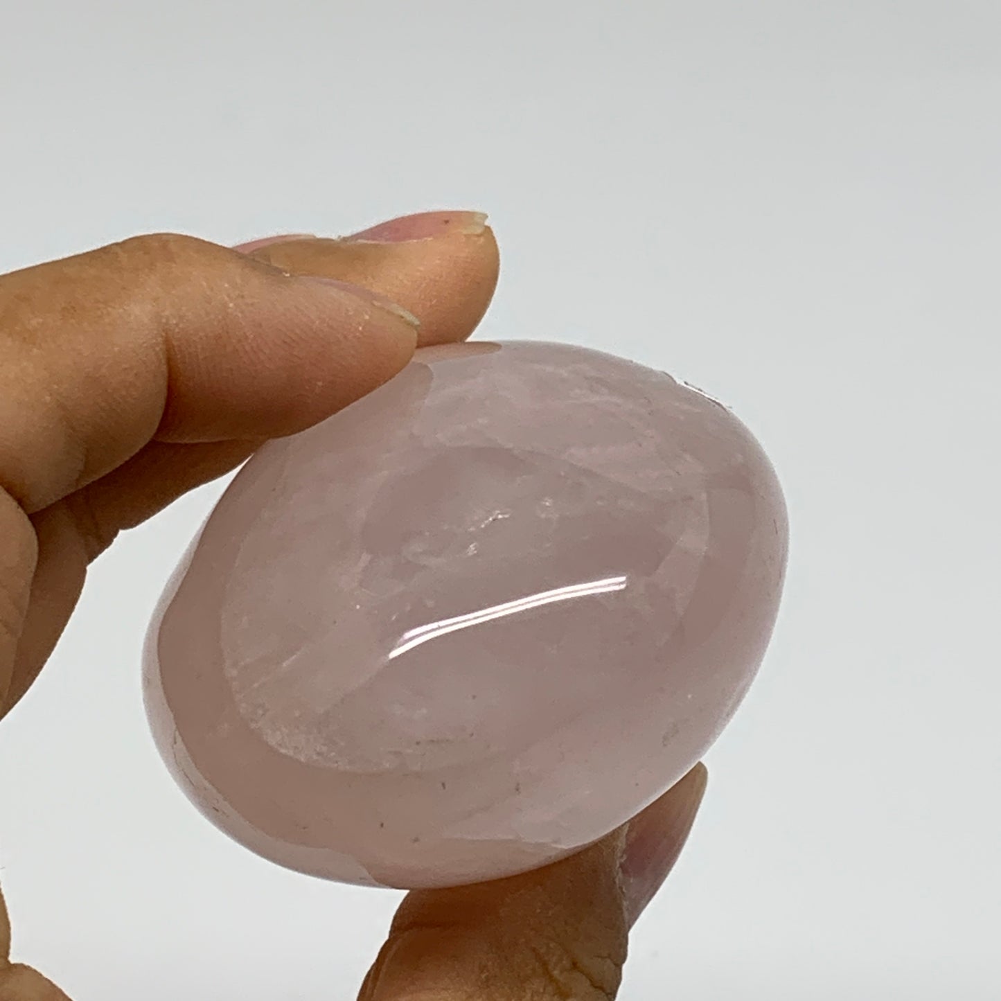 178.2g , 2.7"x2"x1.5", Natural Pink Rose Quartz Palm-stone Crystal, B37312