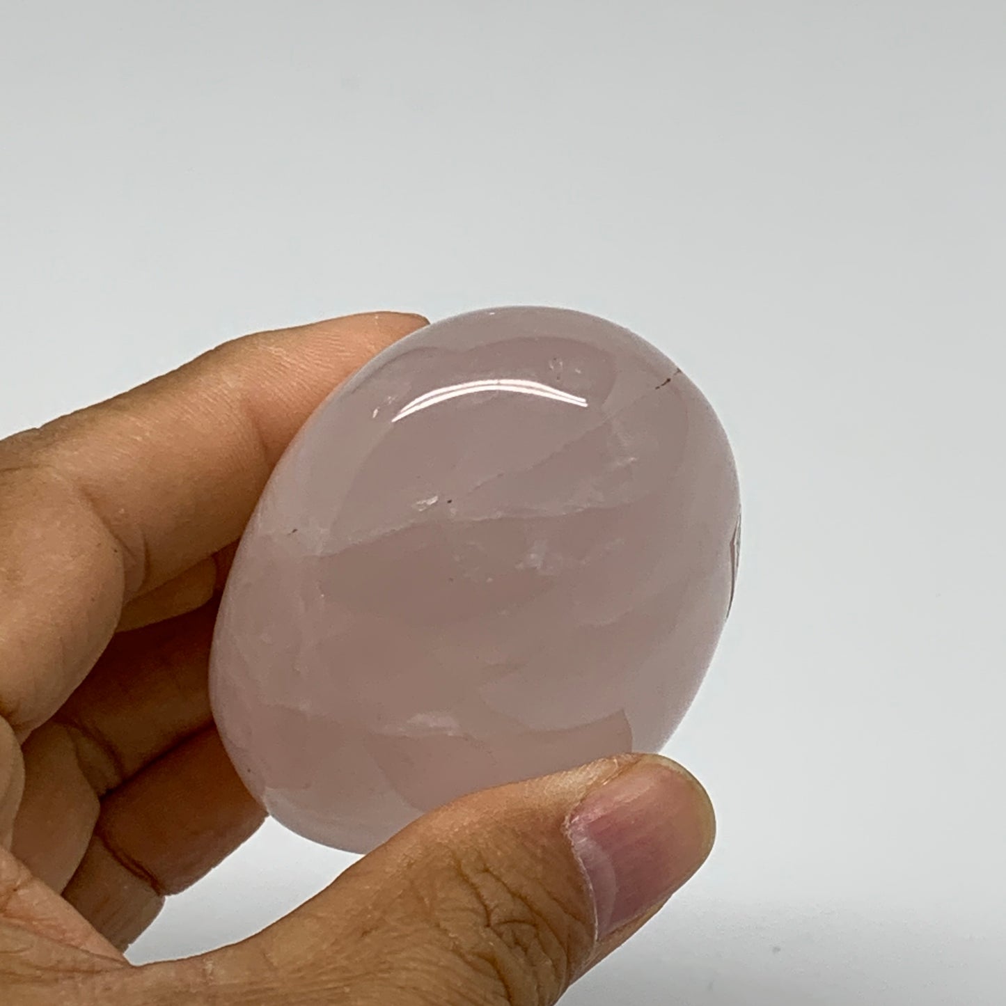 178.2g , 2.7"x2"x1.5", Natural Pink Rose Quartz Palm-stone Crystal, B37312