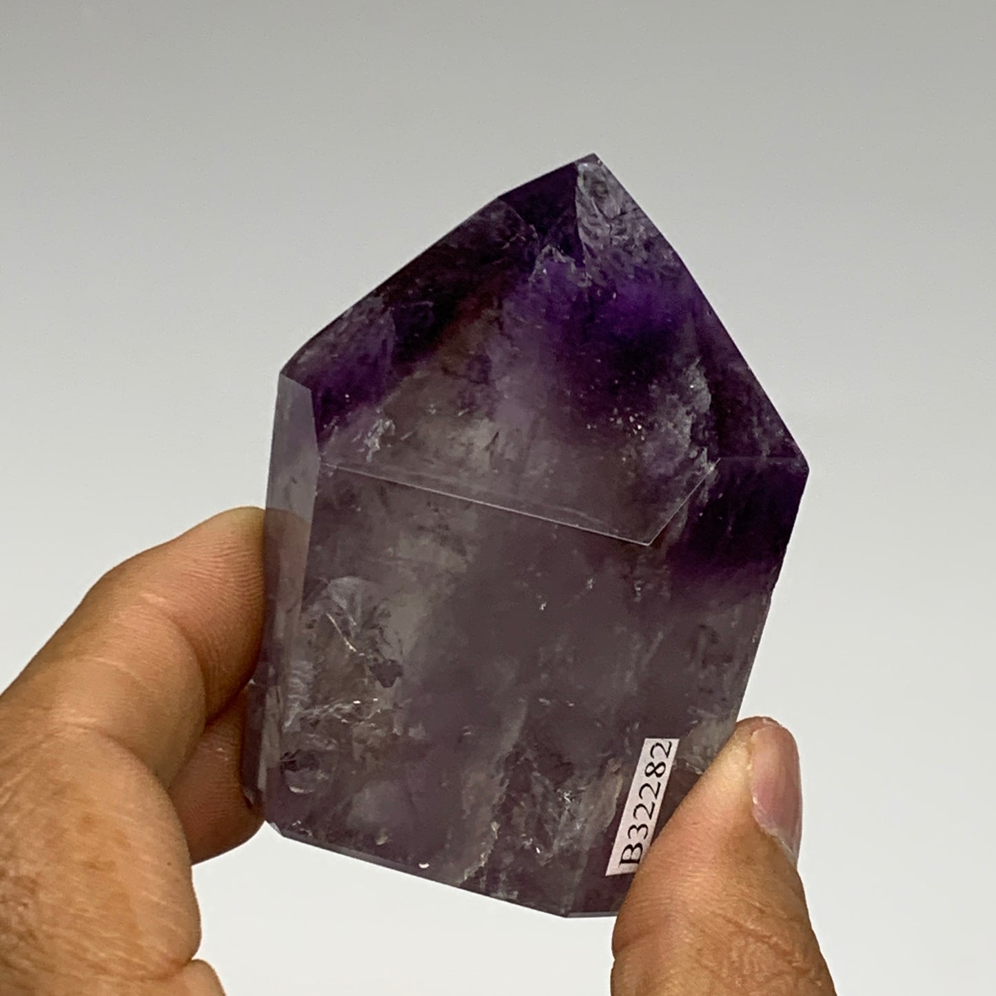 154g, 2.6"x2"x1.2", Natural Amethyst Tower Point Obelisk @Brazil, B32282