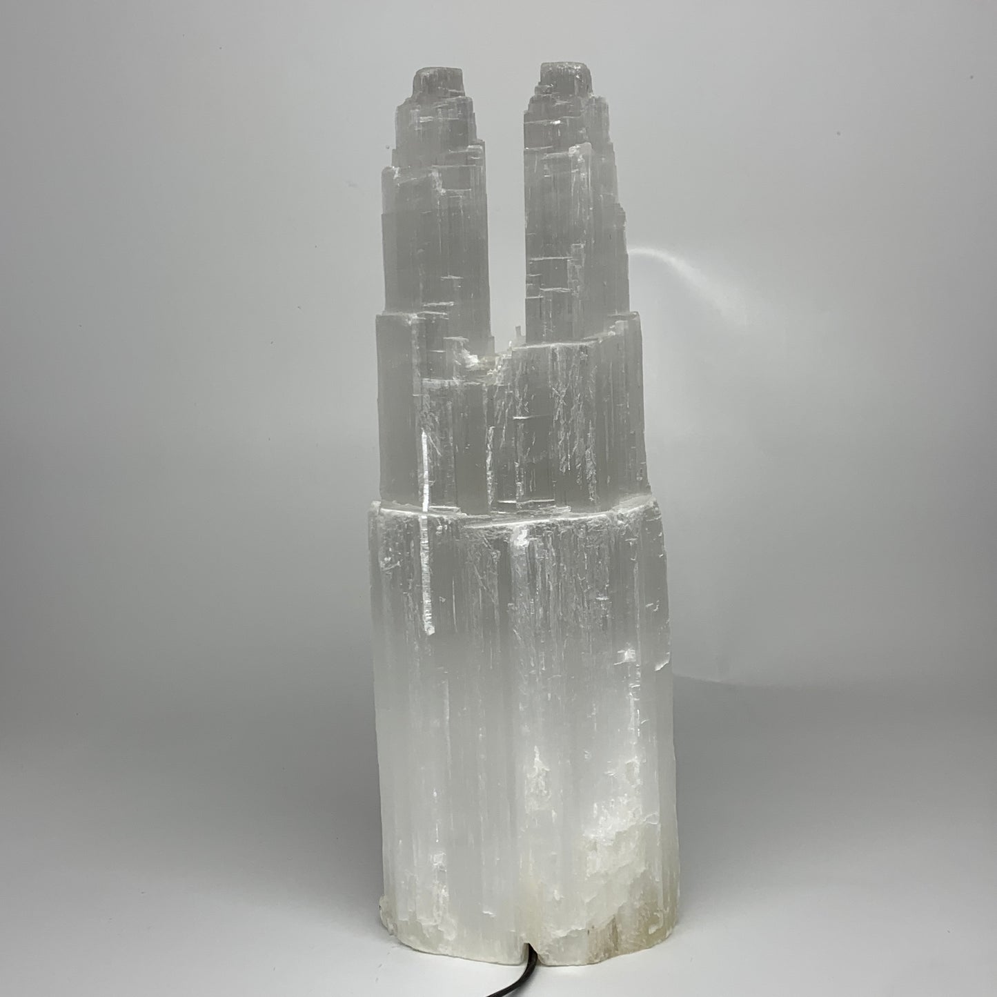 12 lbs, 15.3"x5.4"x3.6" Rough Selenite (Satin Spar) Lamp Tower W/Chord, B35769