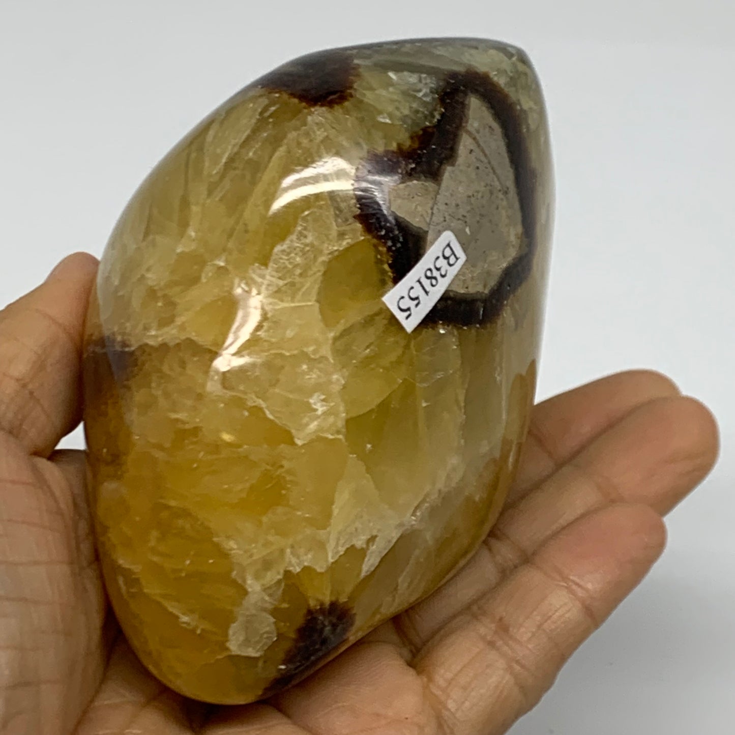 1.34 lbs, 3.7"x3.1"x2.6", Septarian Nodules Freeform Polished Crystal, B38155