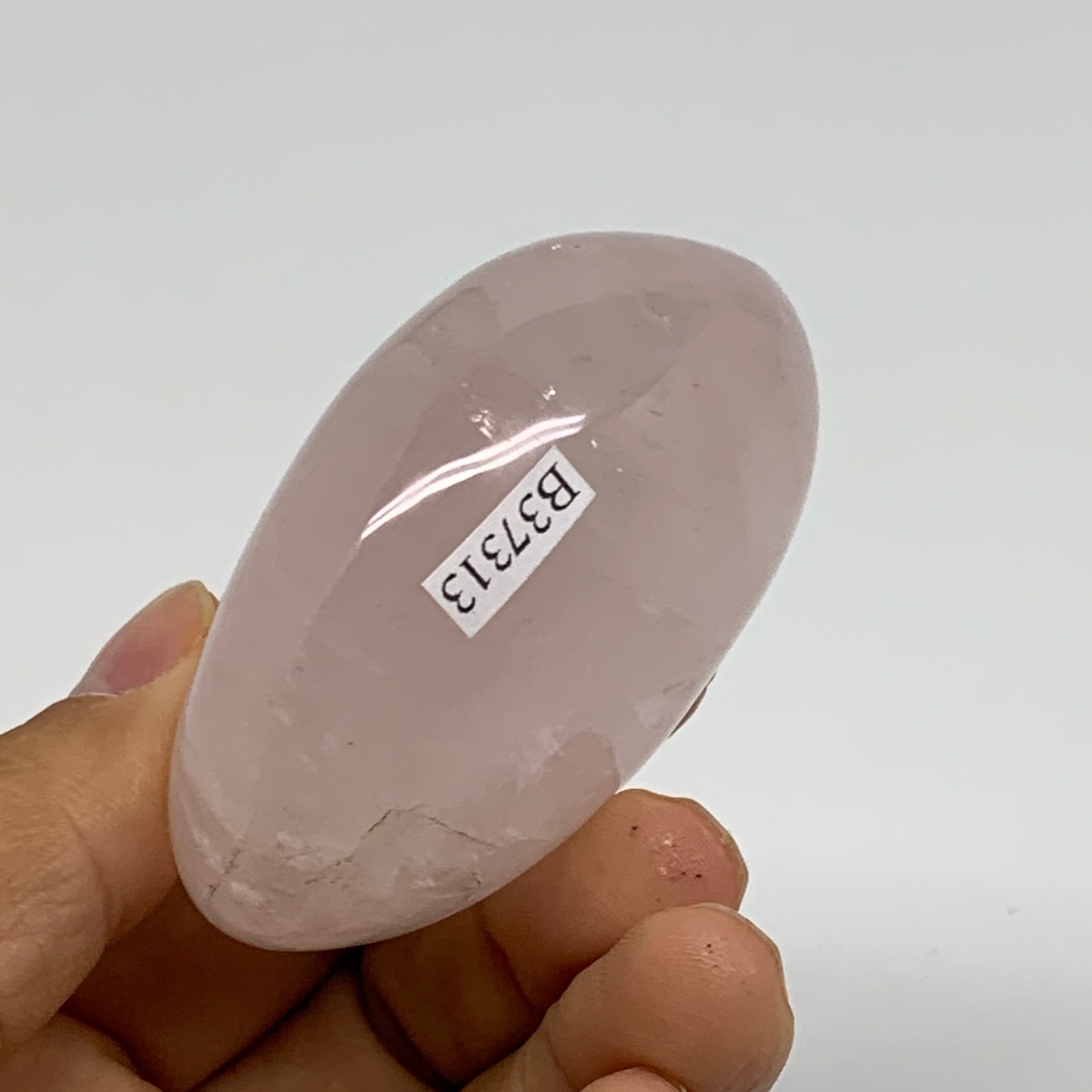 144.2g , 2.6"x1.9"x1.2", Natural Pink Rose Quartz Palm-stone Crystal, B37313