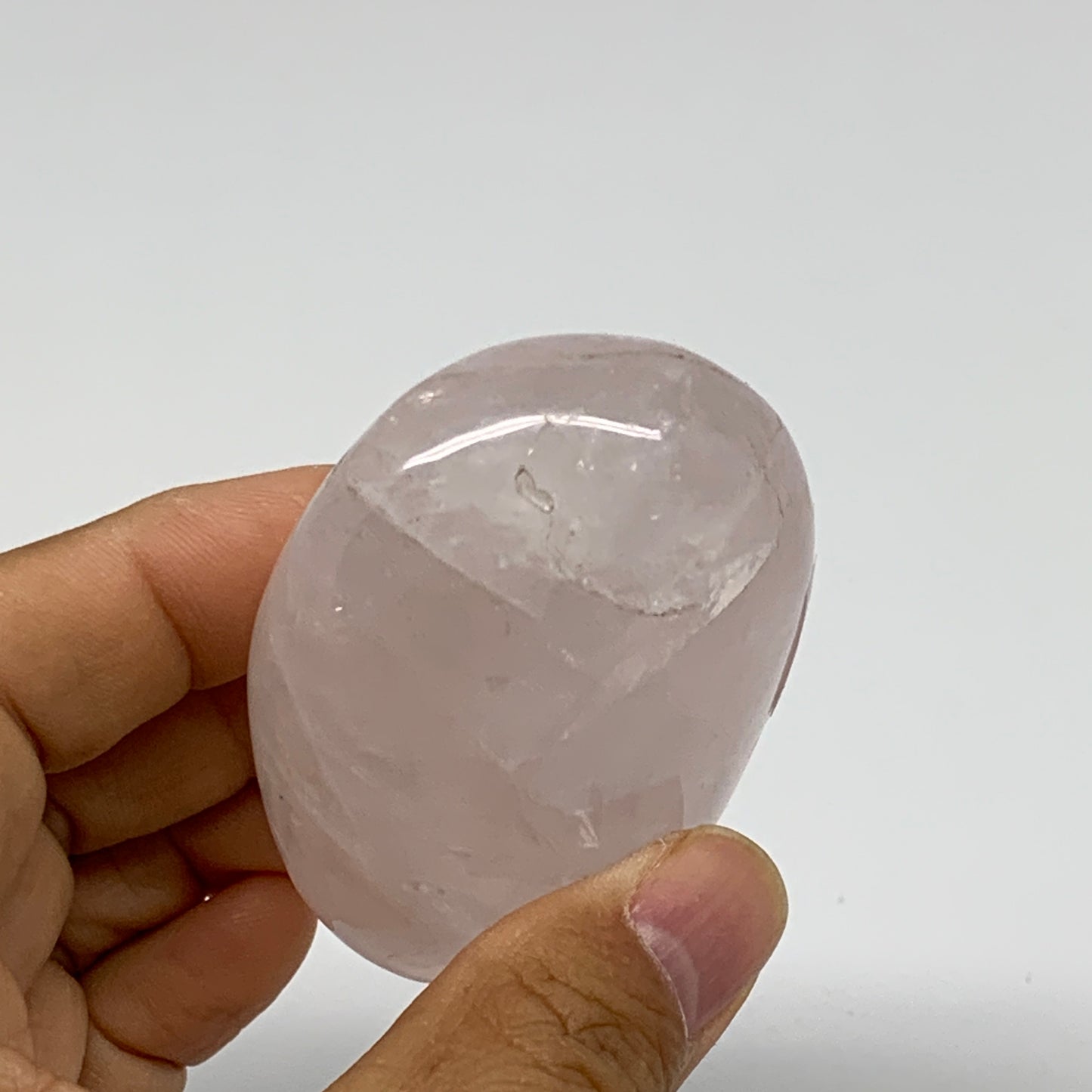 144.2g , 2.6"x1.9"x1.2", Natural Pink Rose Quartz Palm-stone Crystal, B37313