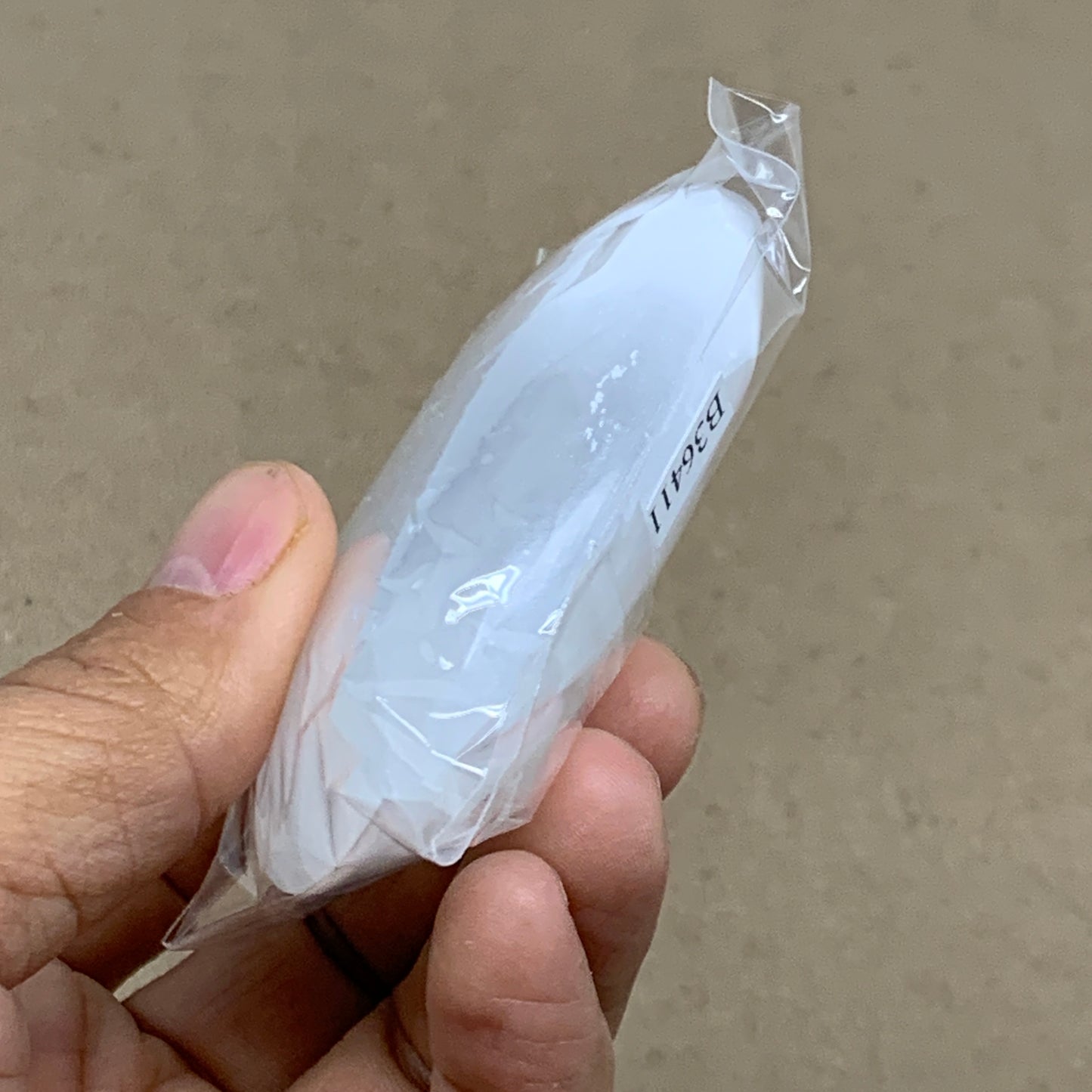 91g, 2.8"x2x0.9", White Selenite Palmstone Crystal Pillow Reiki, B36411