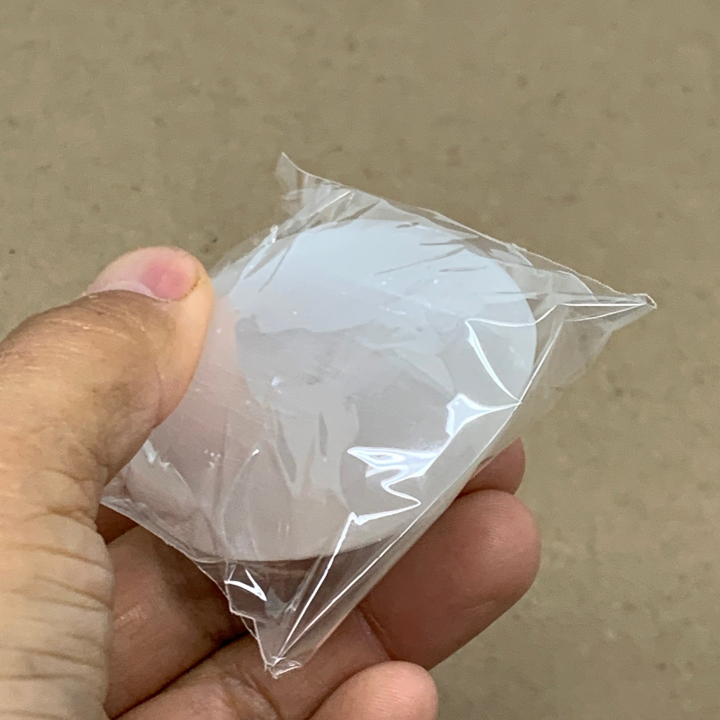 91g, 2.8"x2x0.9", White Selenite Palmstone Crystal Pillow Reiki, B36411