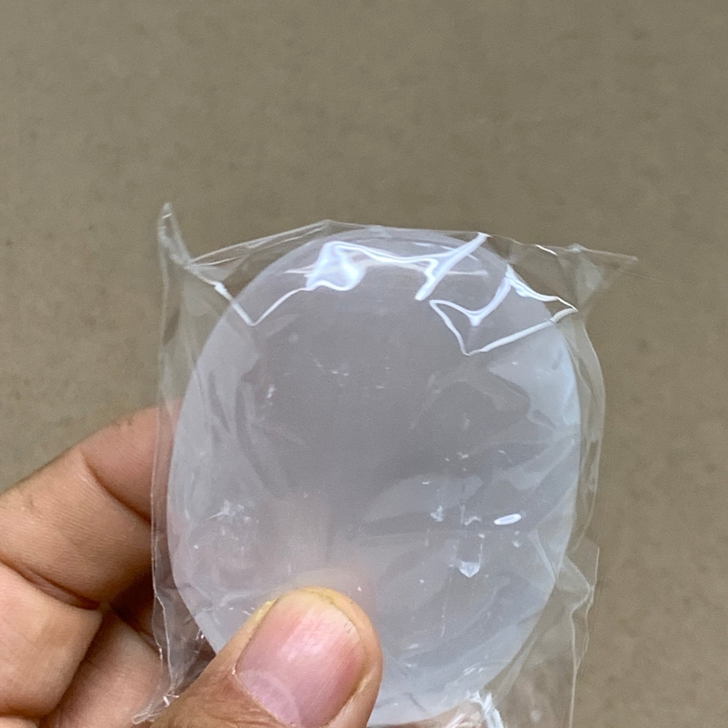 93g, 2.8"x1.9"x0.9", White Selenite Palmstone Crystal Pillow Reiki, B36412