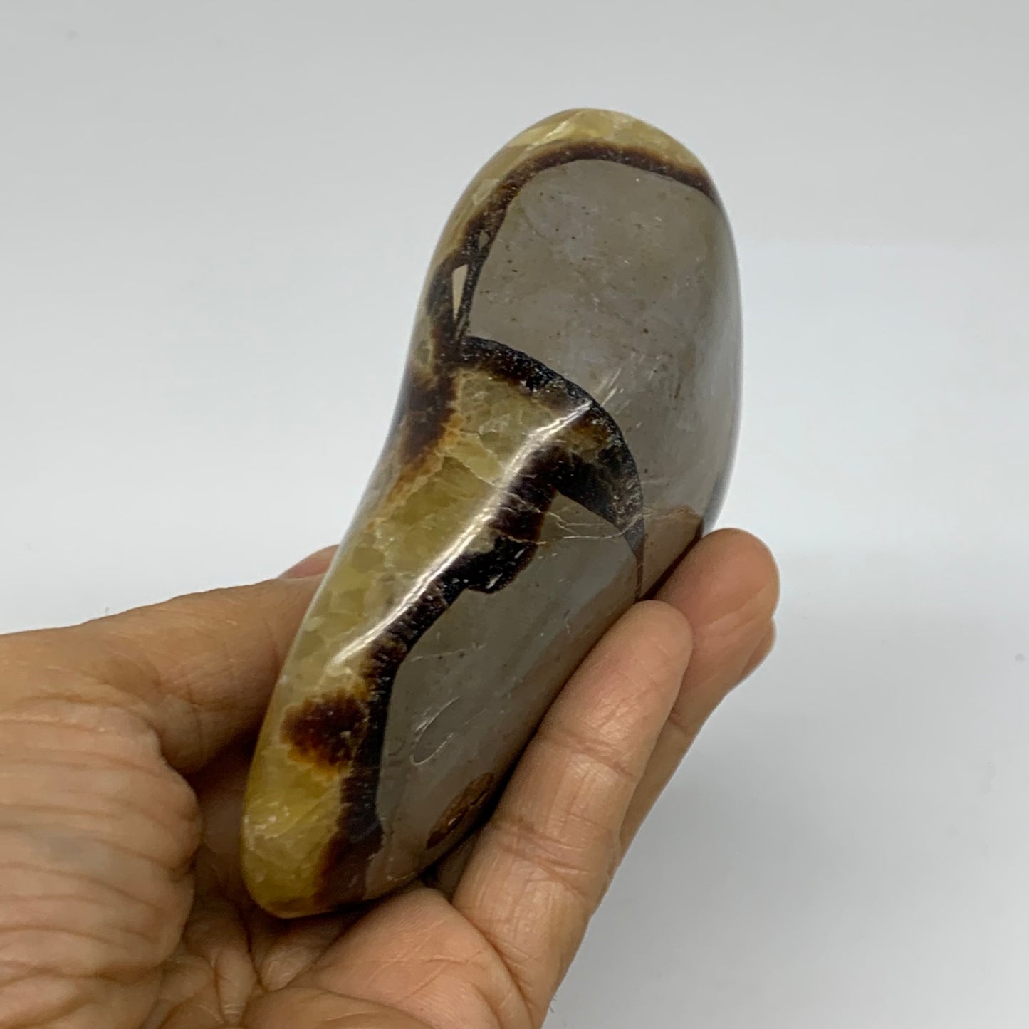 0.95 lbs, 3.9"x3"x1.7", Septarian Nodules Freeform Polished Crystal, B38157