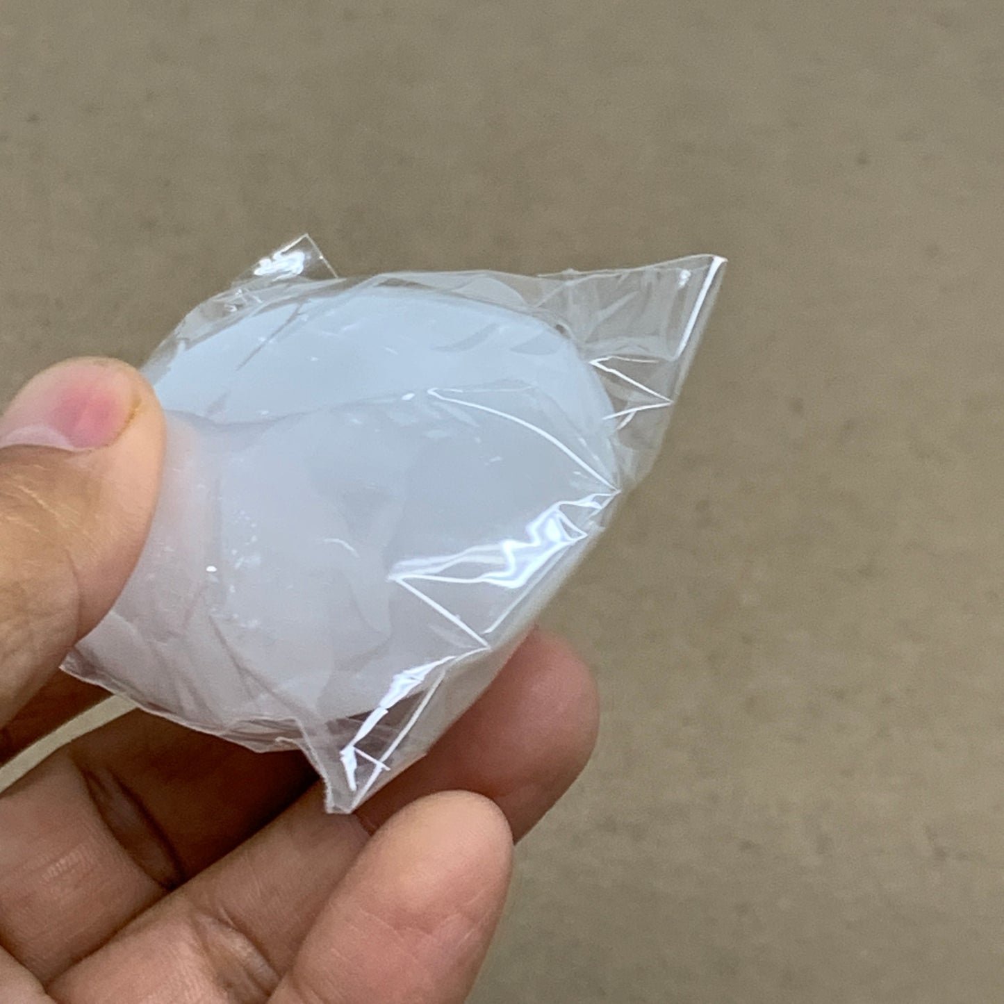 93g, 2.8"x1.9"x0.9", White Selenite Palmstone Crystal Pillow Reiki, B36412