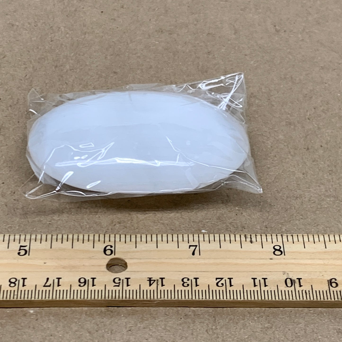 93g, 2.8"x1.9"x0.9", White Selenite Palmstone Crystal Pillow Reiki, B36412