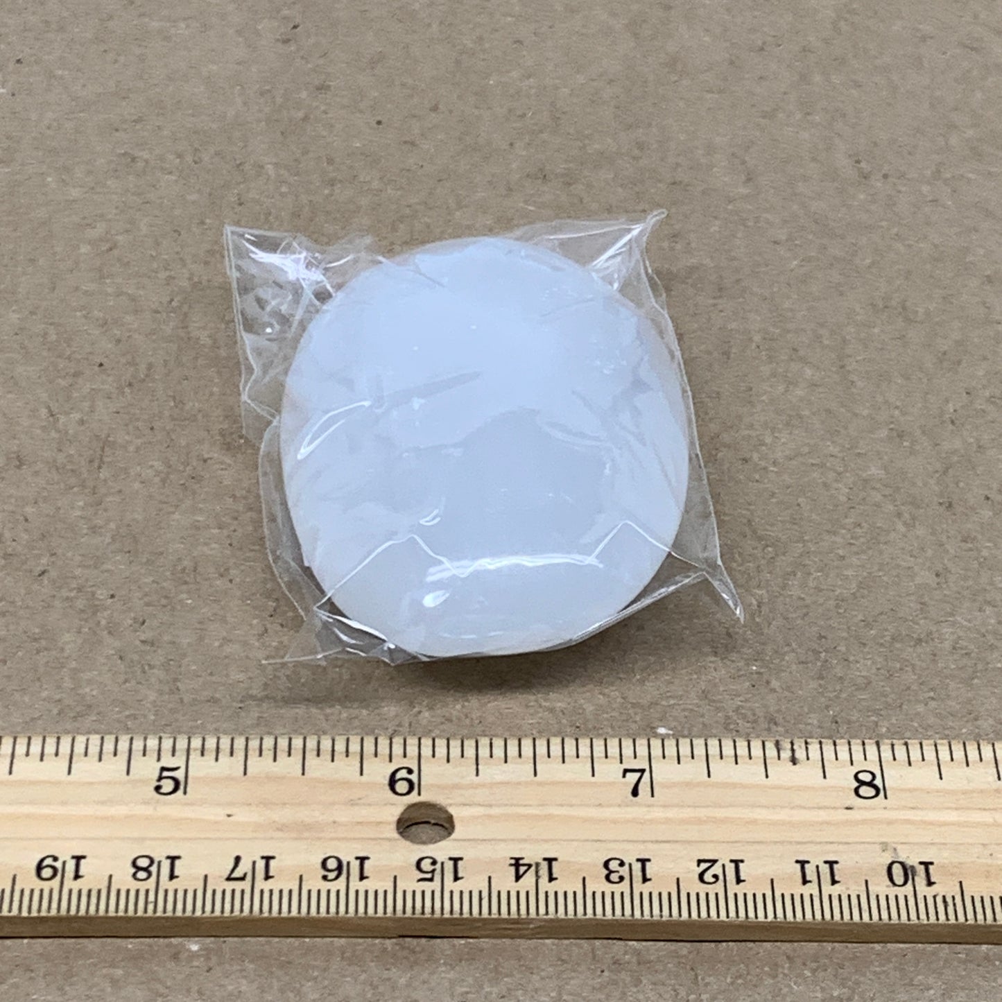 93g, 2.8"x1.9"x0.9", White Selenite Palmstone Crystal Pillow Reiki, B36412