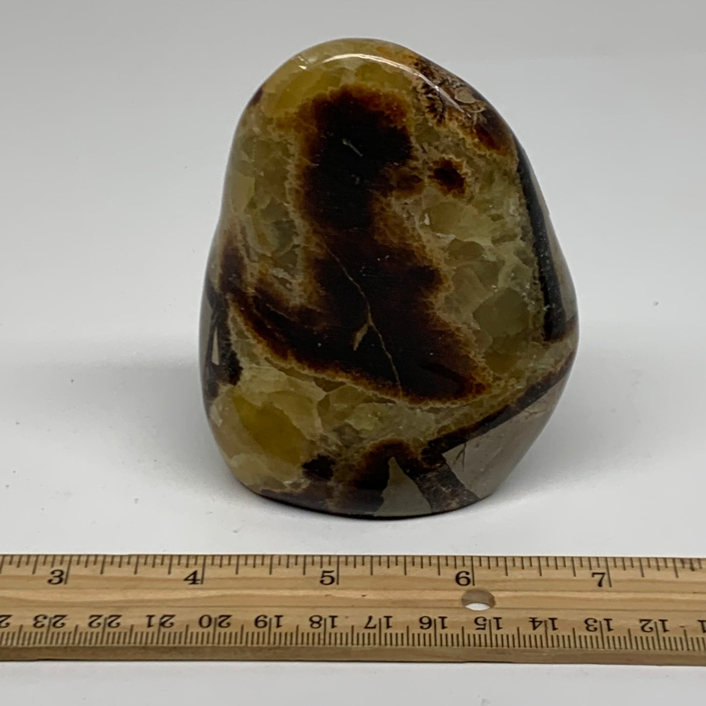 0.95 lbs, 3.9"x3"x1.7", Septarian Nodules Freeform Polished Crystal, B38157