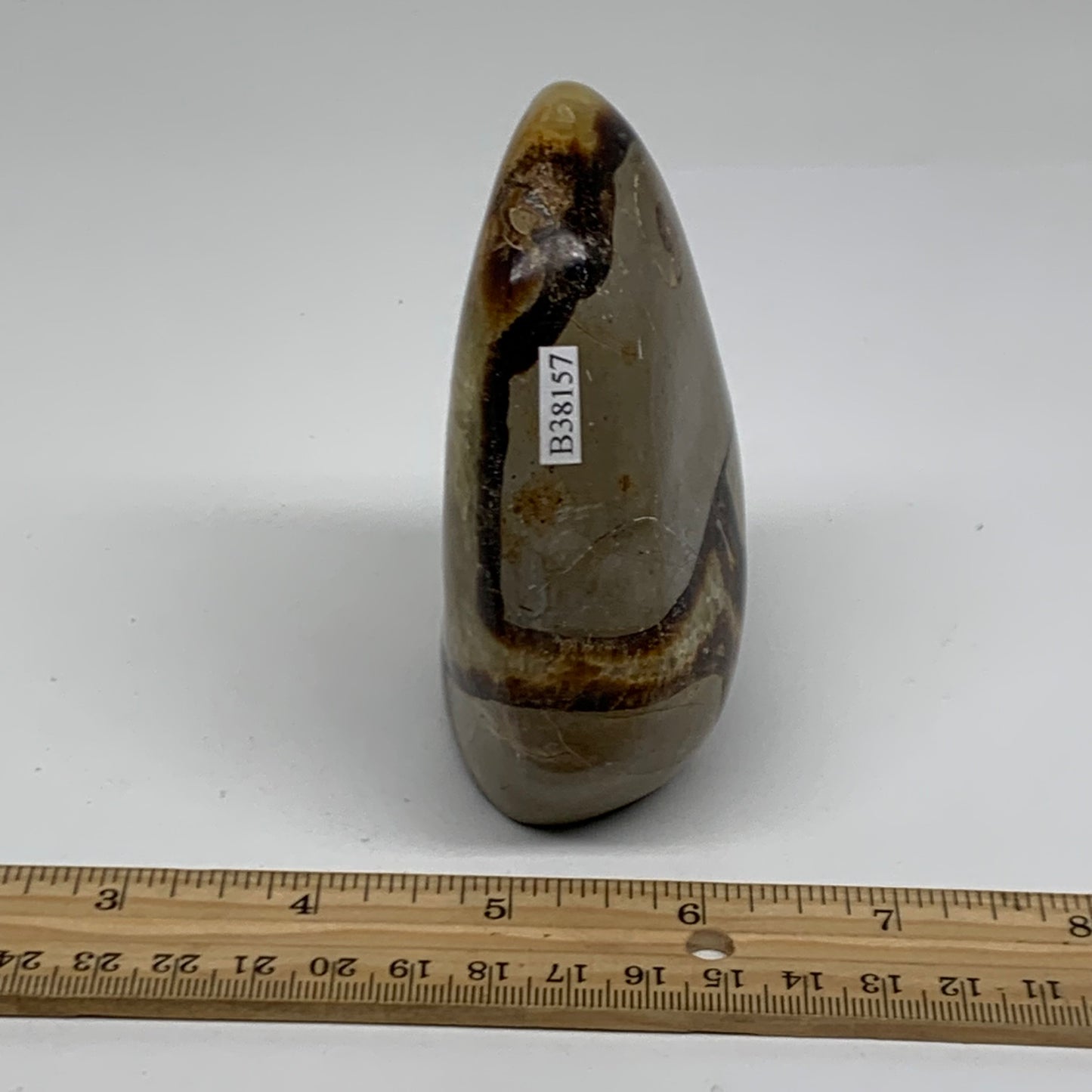 0.95 lbs, 3.9"x3"x1.7", Septarian Nodules Freeform Polished Crystal, B38157