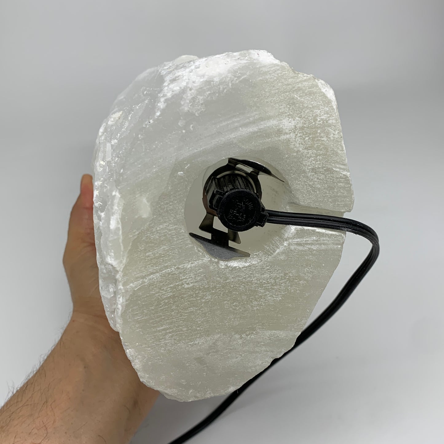 12.7 lbs, 15.6"x5.2"x3.6" Rough Selenite (Satin Spar) Lamp Tower W/Chord, B35771