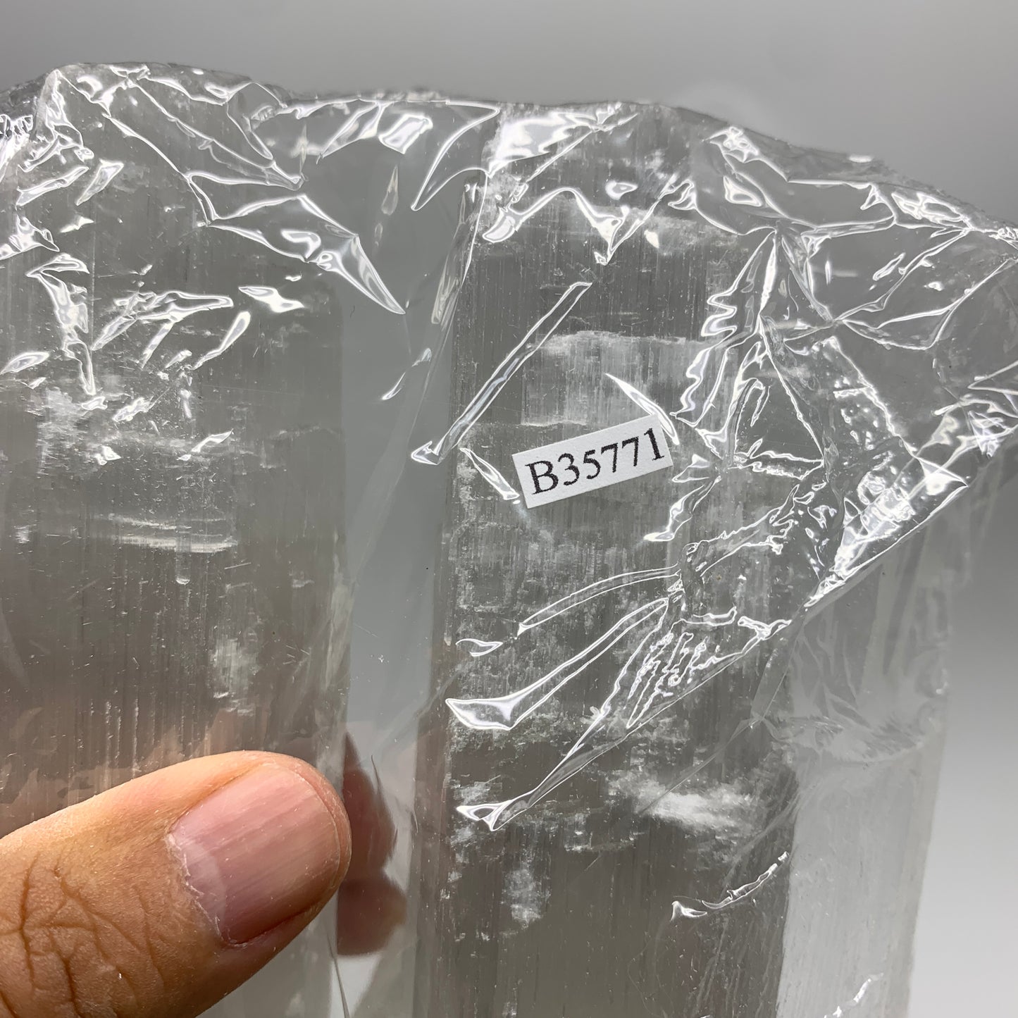 12.7 lbs, 15.6"x5.2"x3.6" Rough Selenite (Satin Spar) Lamp Tower W/Chord, B35771