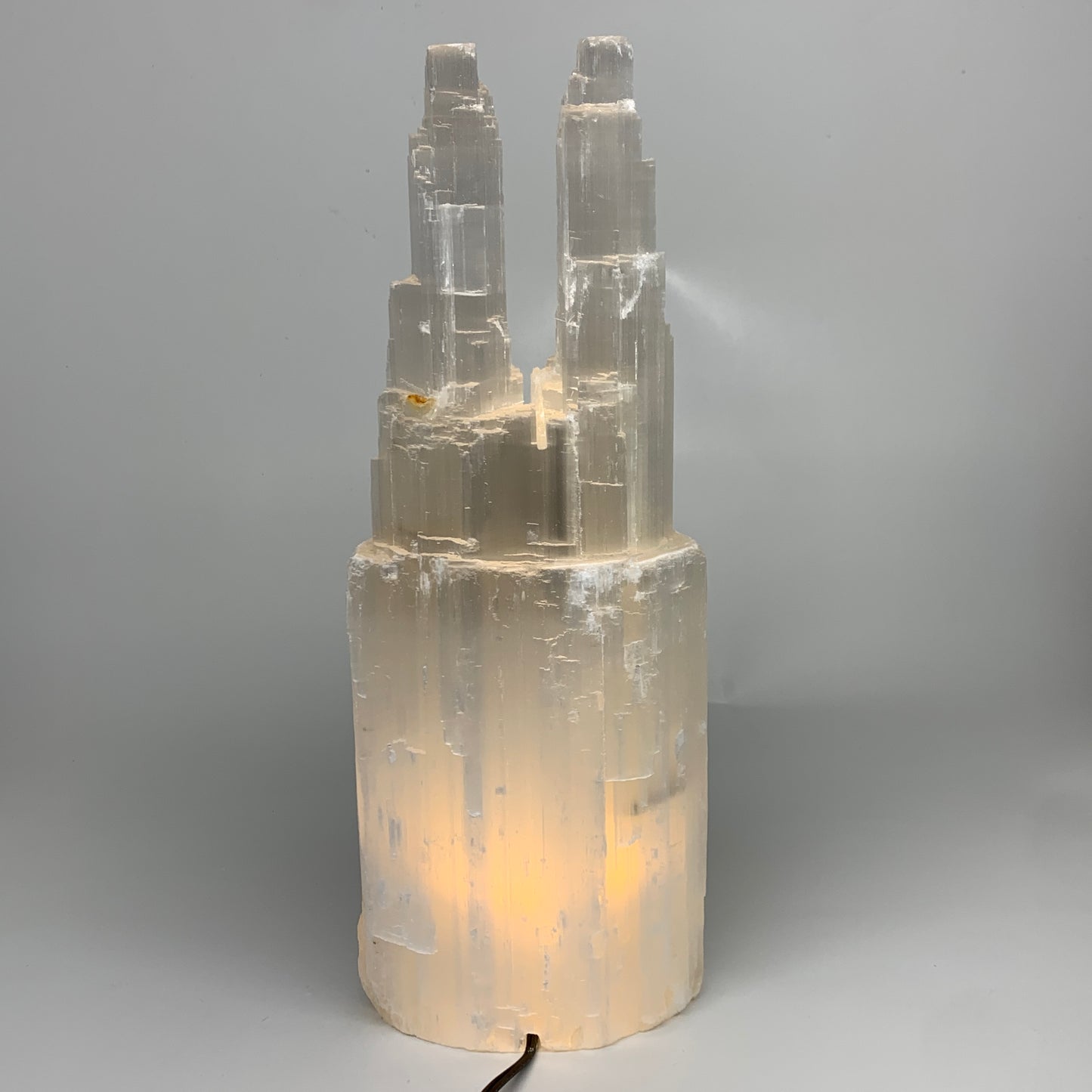12.9 lbs, 15.5"x5.7"x3.8" Rough Selenite (Satin Spar) Lamp Tower W/Chord, B35772