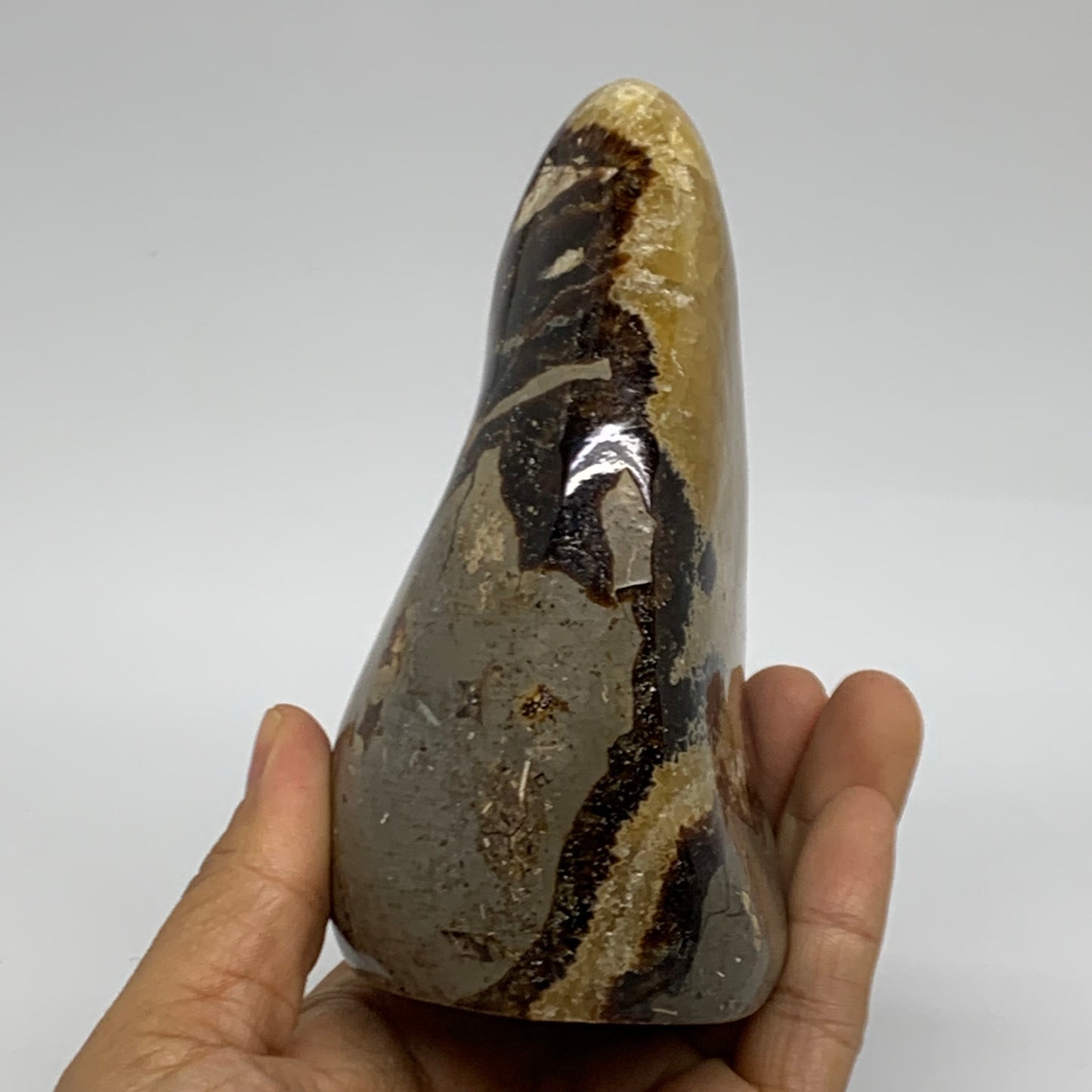 1.62 lbs, 4.7"x3.1"x2.4", Septarian Nodules Freeform Polished Crystal, B38158