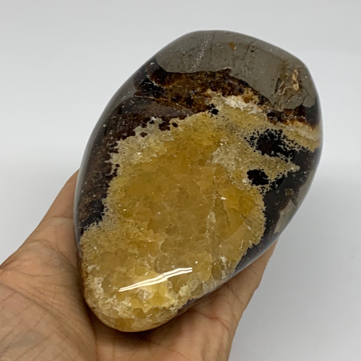 1.12 lbs, 4.2"x2.8"x2", Septarian Nodules Freeform Polished Crystal, B37392